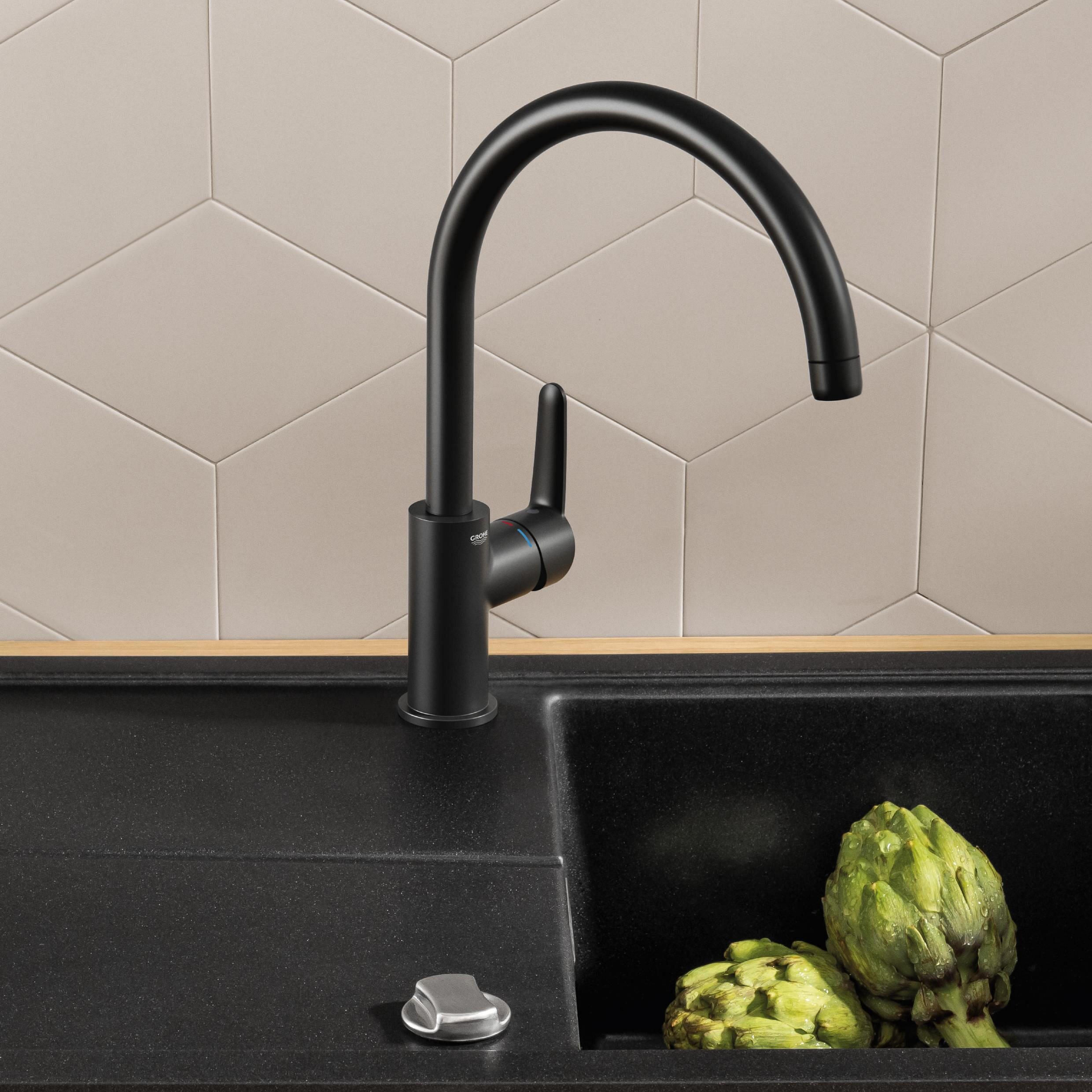 Rubinetto da cucina fisso a collo di cigno Start Clova Misc. lavello c/alta nero spazzolato opaco GROHE - 2