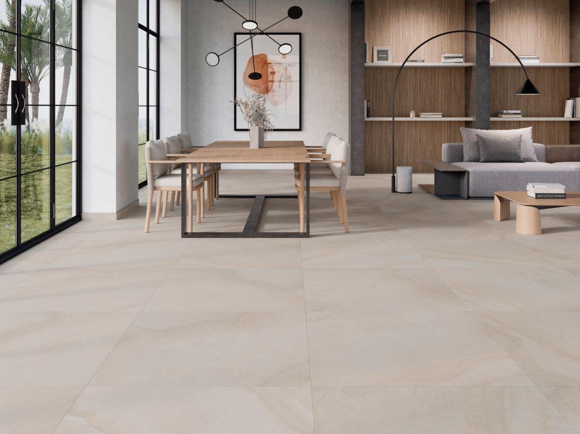 Suelo porcelánico maui efecto piedra arena 100x100 cm c1