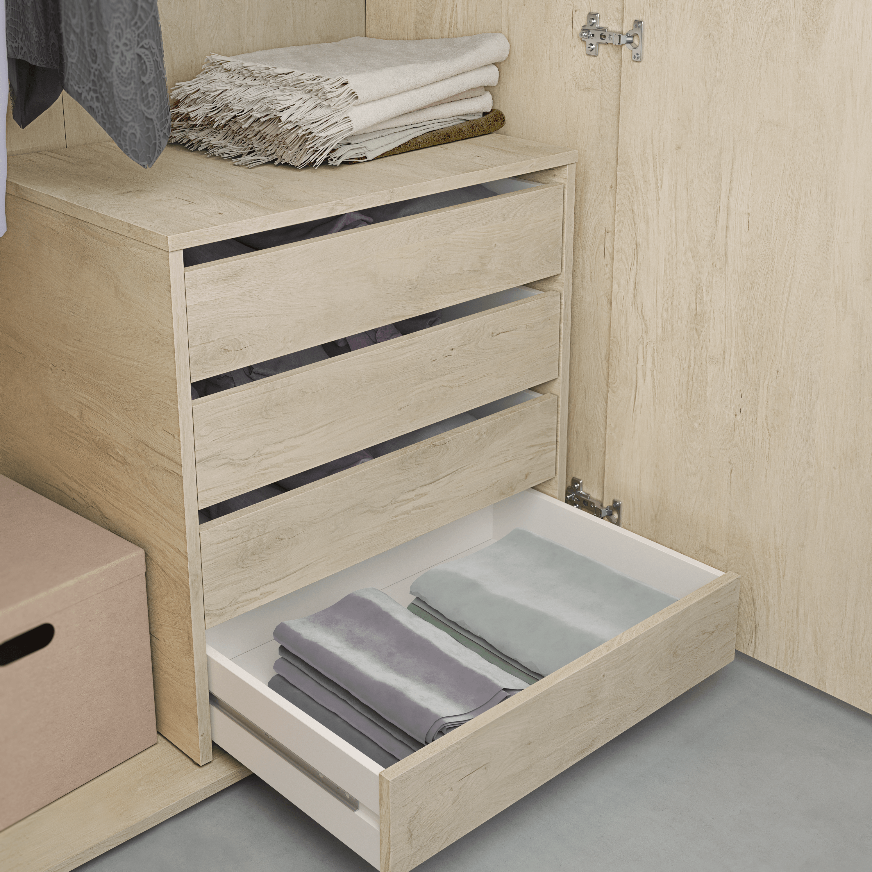 Cajonera KIT 4 cajones K-716 Serie MEKA Roble 60,7x60x45
 - 5