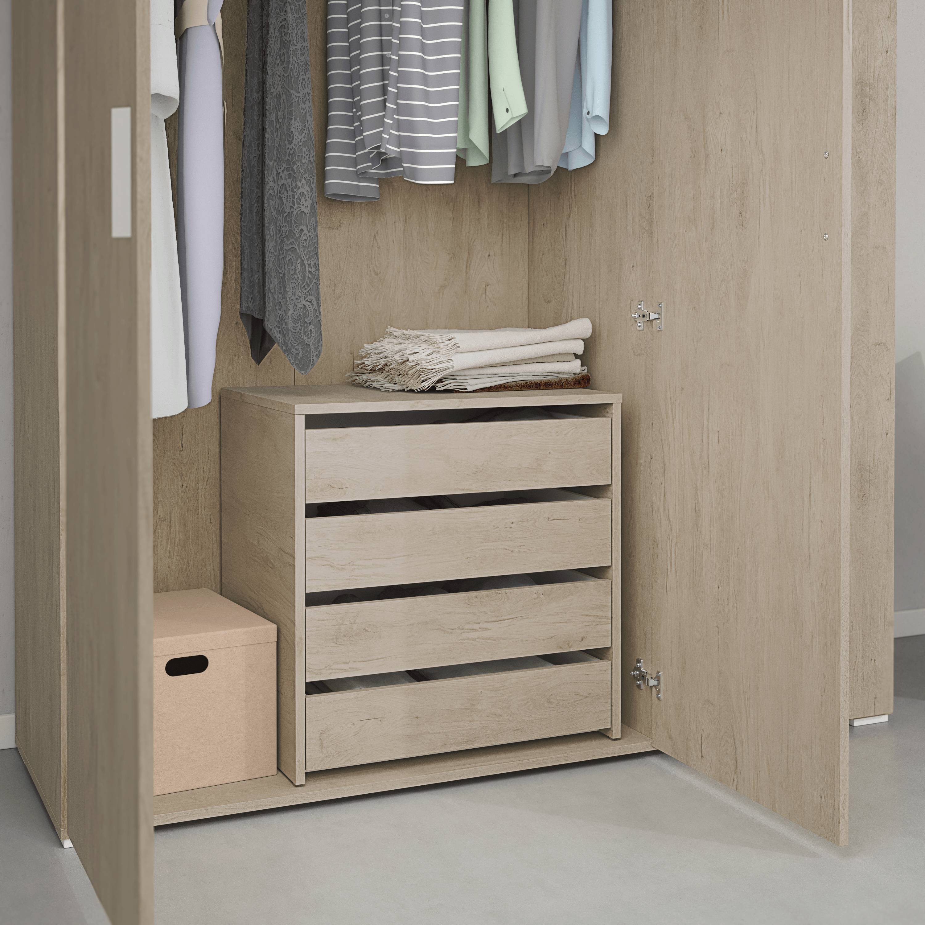 Cajonera KIT 4 cajones K-716 Serie MEKA Roble 60,7x60x45
 - 3