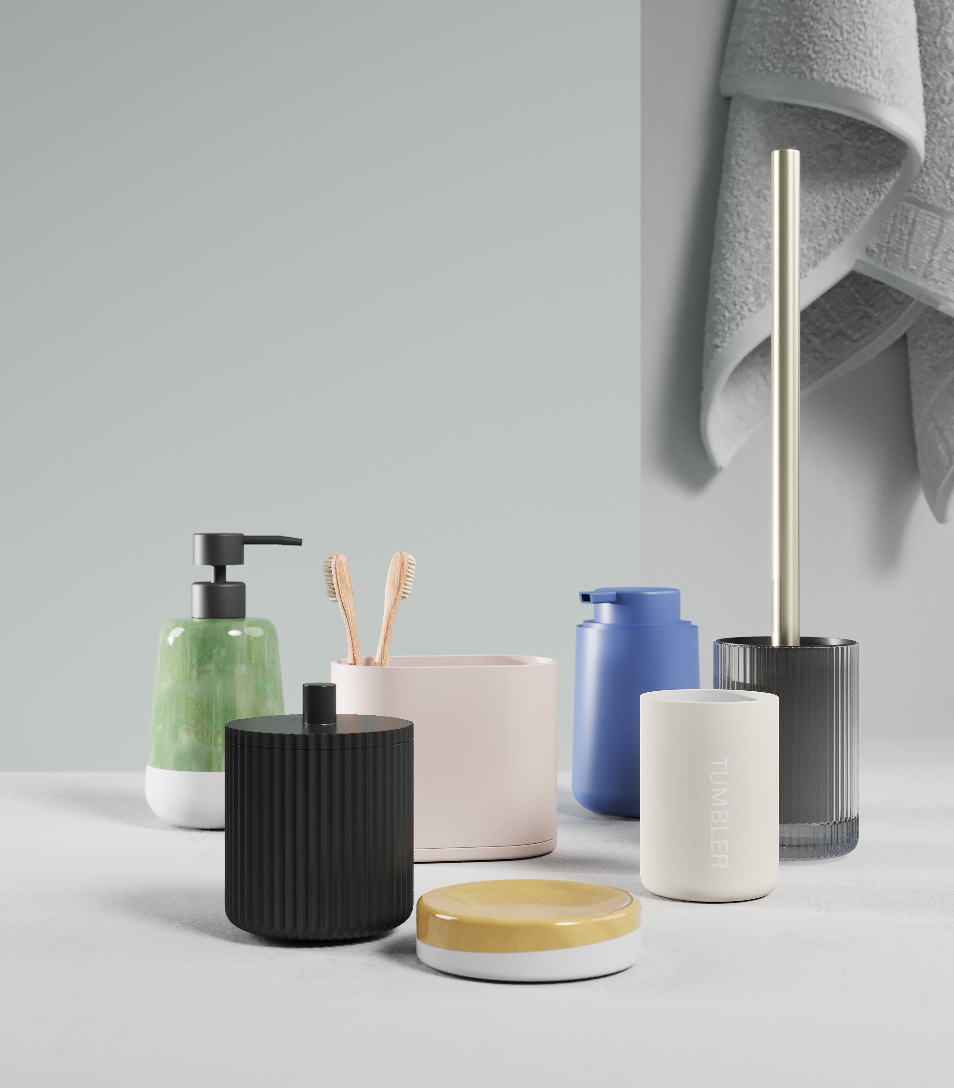 Kubek na szczoteczki do zębów Soft trench beżowy mat Sensea - 4