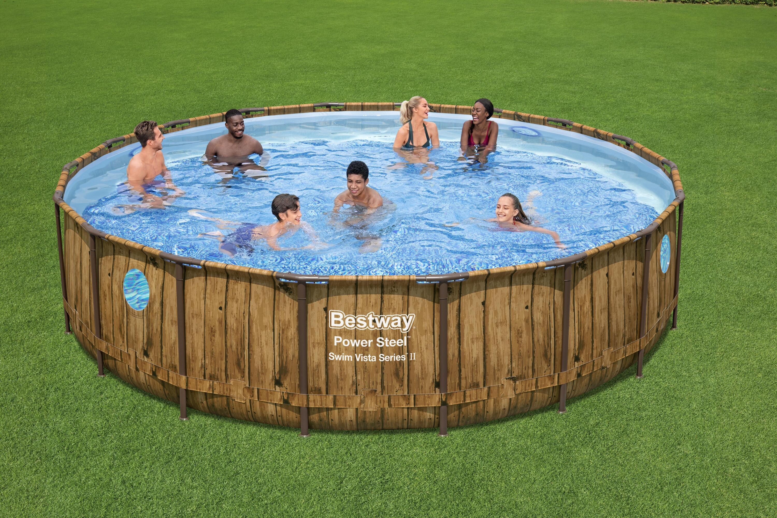 Piscina elevada de pvc marrón redondo 5.495.49x1.22m con depuradora de cartucho bestway