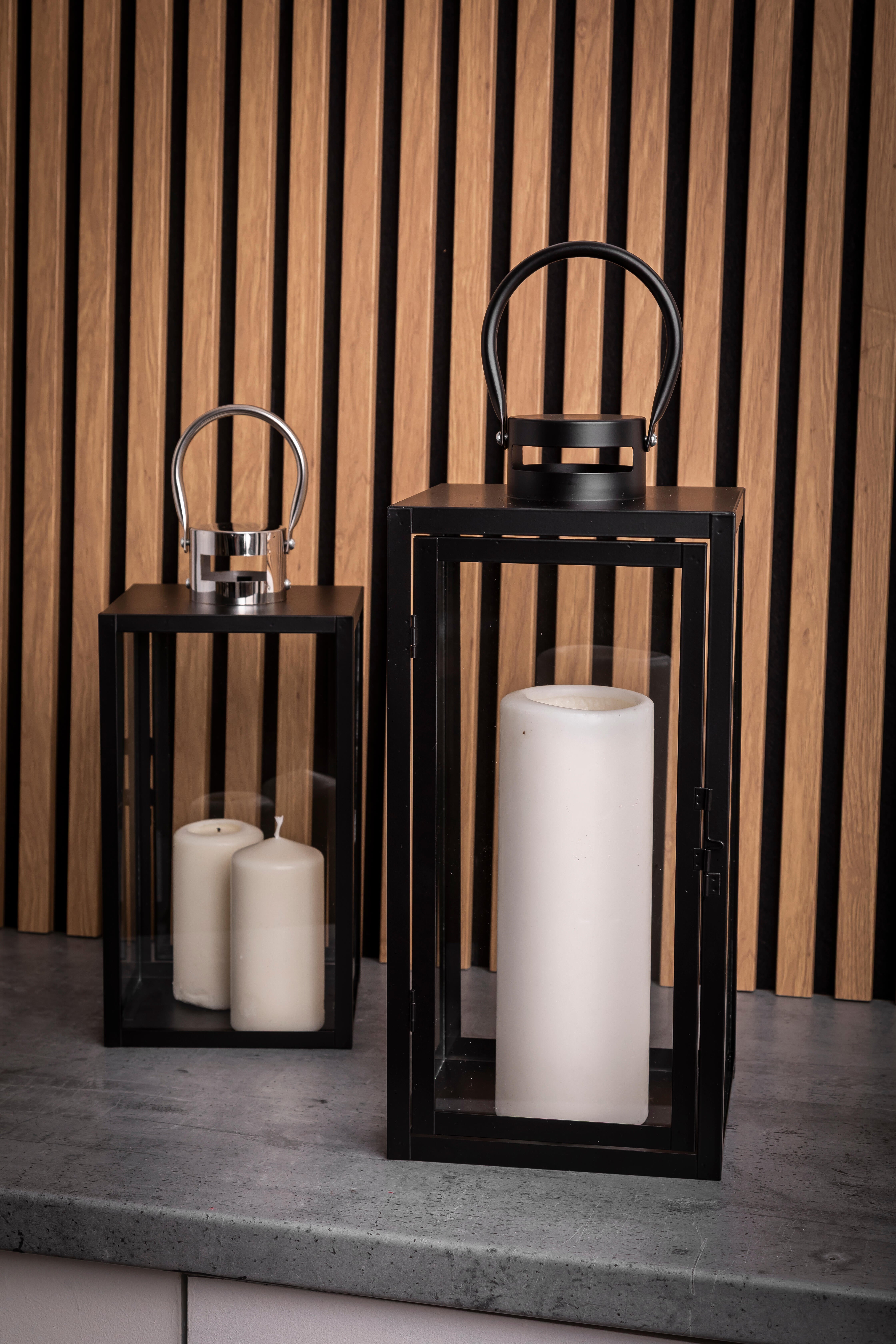 Latarnia metalowa na świecę 20 x 20 x 44 cm czarna - 2