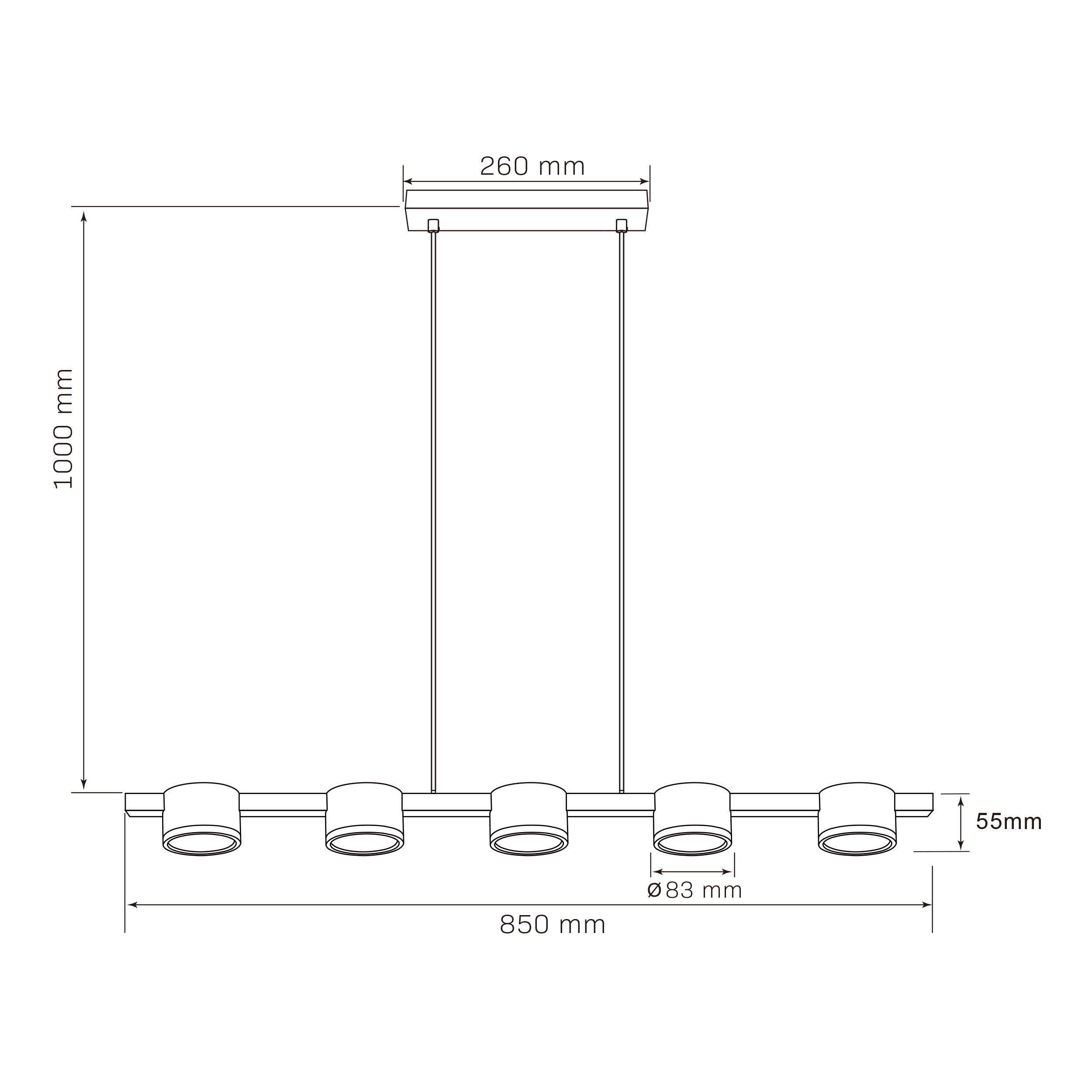 Lampa wisząca Mirella czarno-złota 5 x GX53 Sanico - 4