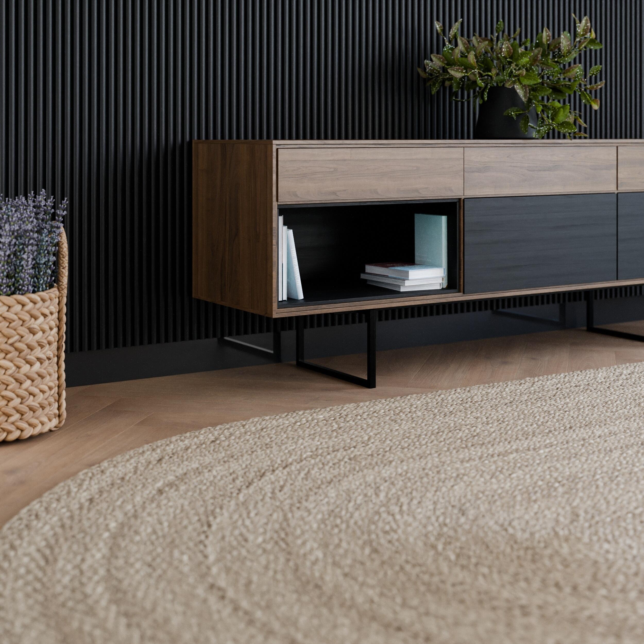 Panele ścienne 3D Lamel na czarnym filcu 265x30 cm Czarny 11 lameli - 3