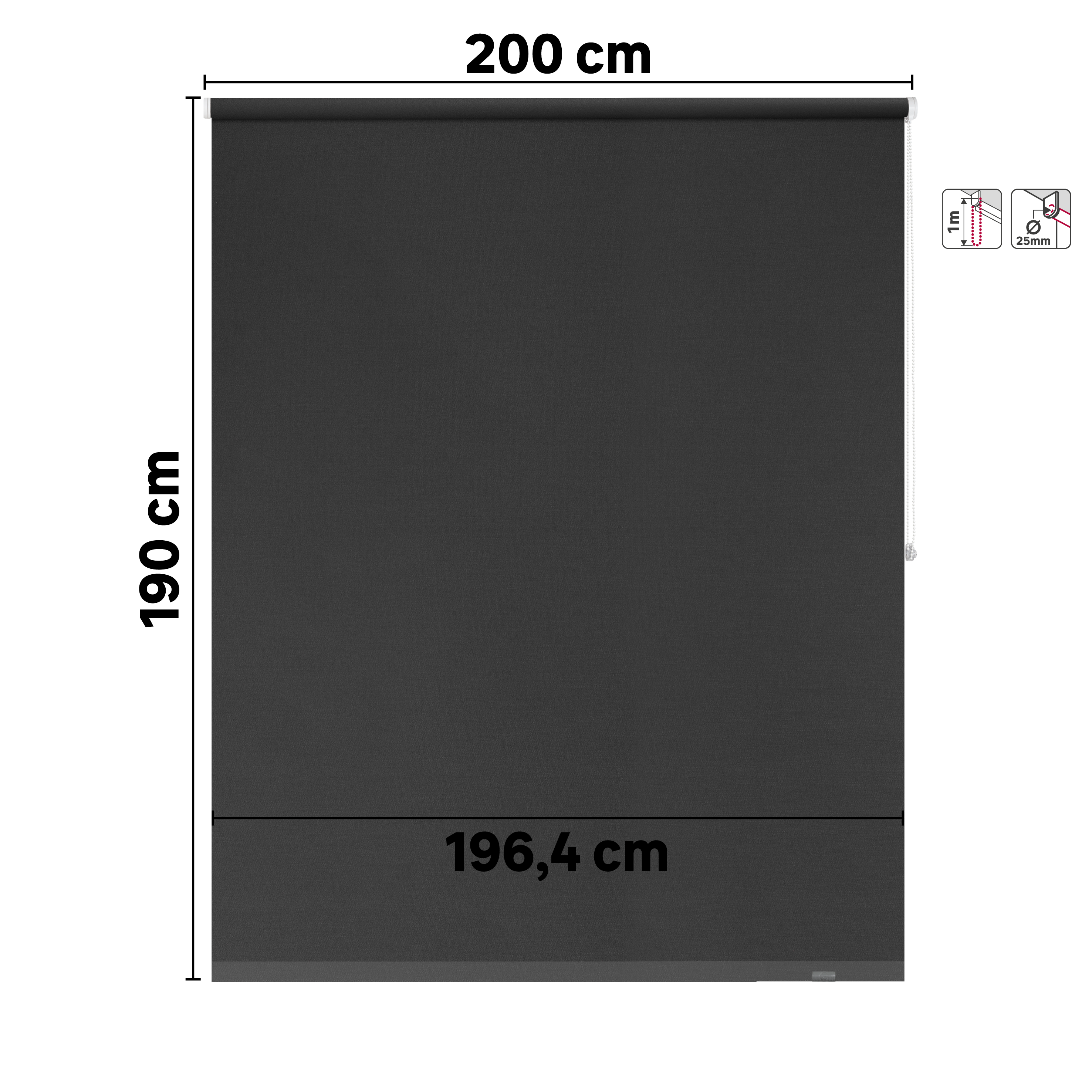 Estor enrollable opaco  con cadena Mambo poliéster liso gris moon INSPIRE de 200x190cm - 2