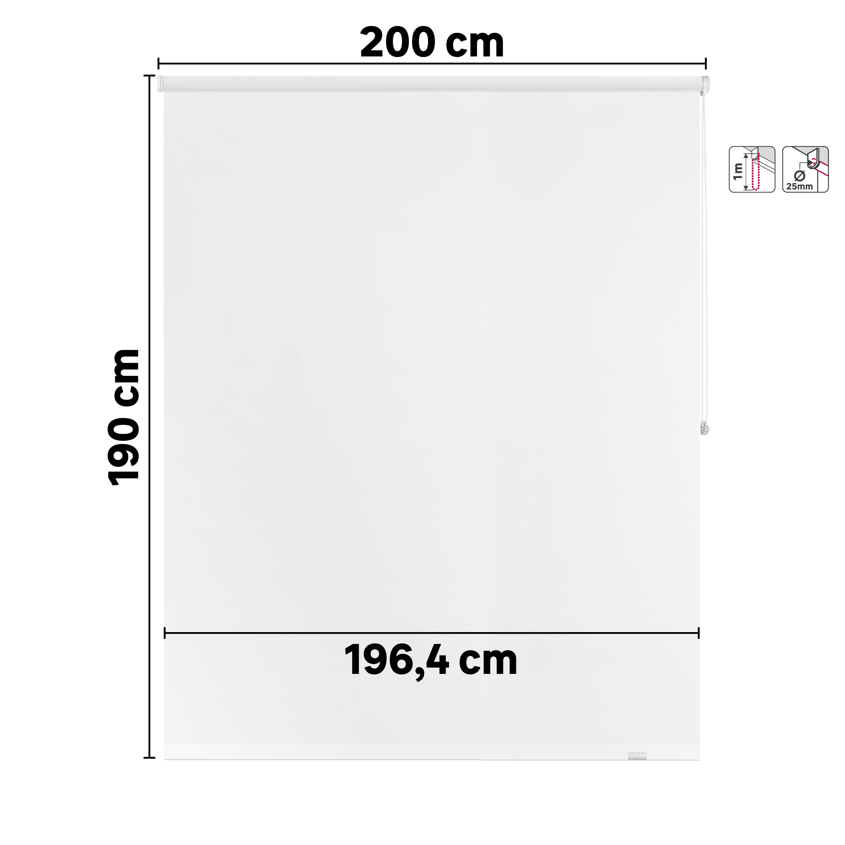 Estor enrollable opaco  con cadena Mambo poliéster liso blanco INSPIRE de 200x190cm - 2