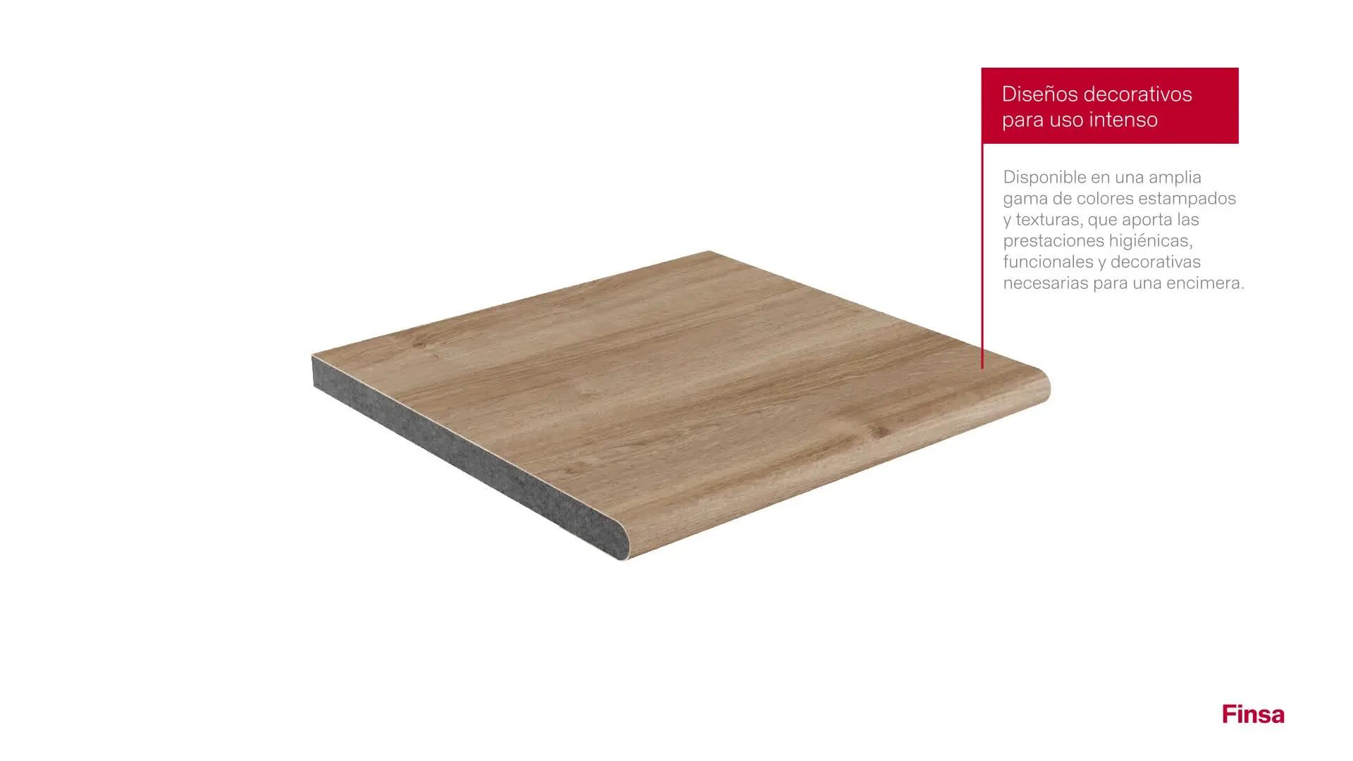 Encimera de cocina laminada compacta Hudson creta marfil mate 360x63 cm espesor 13mm - 4