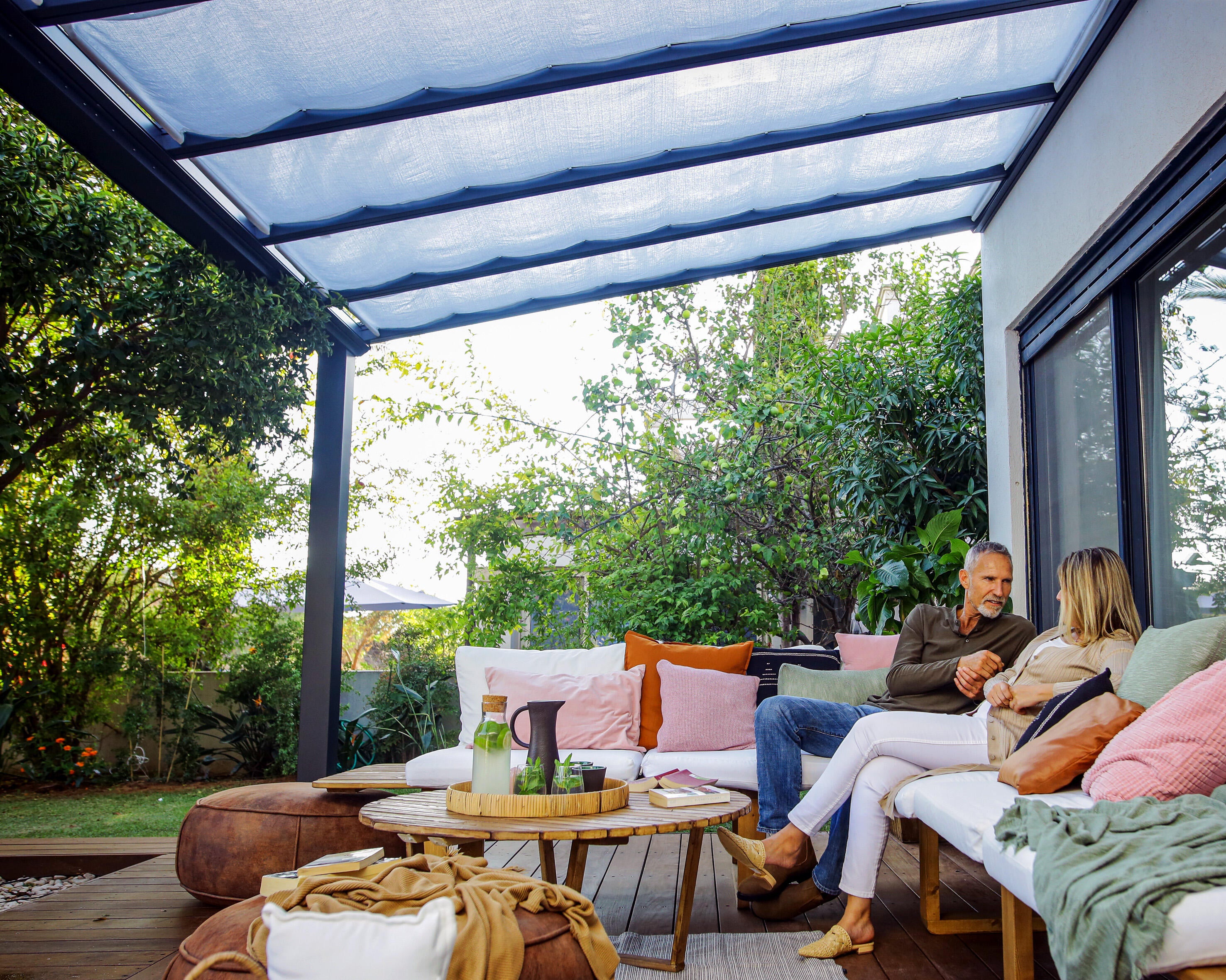 Estor para pérgola de poliéster blanco 64.5x340cm - 12