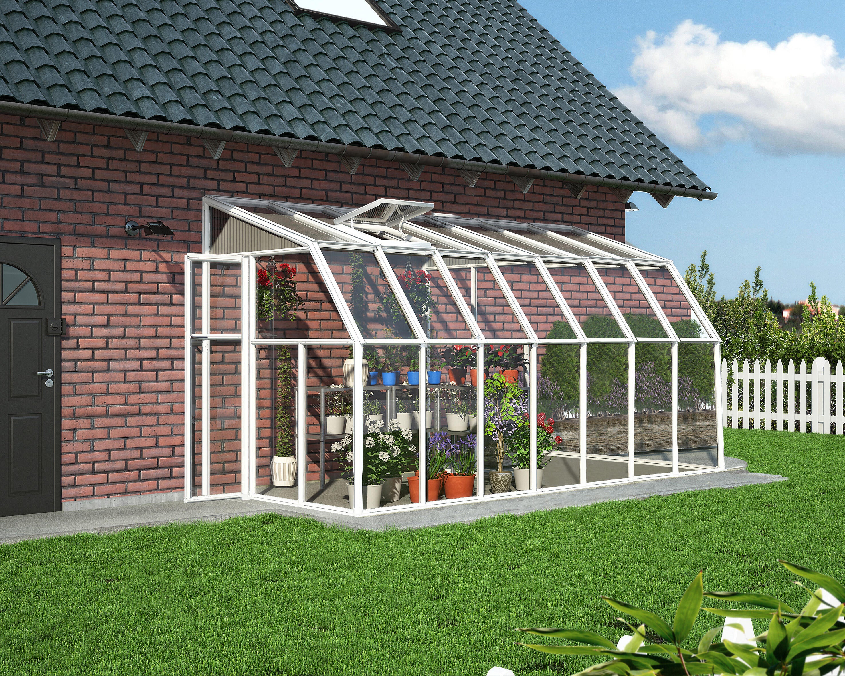 pergola de resina adosada con cubierta canopia by palram de 448 x 2005 cm blanco