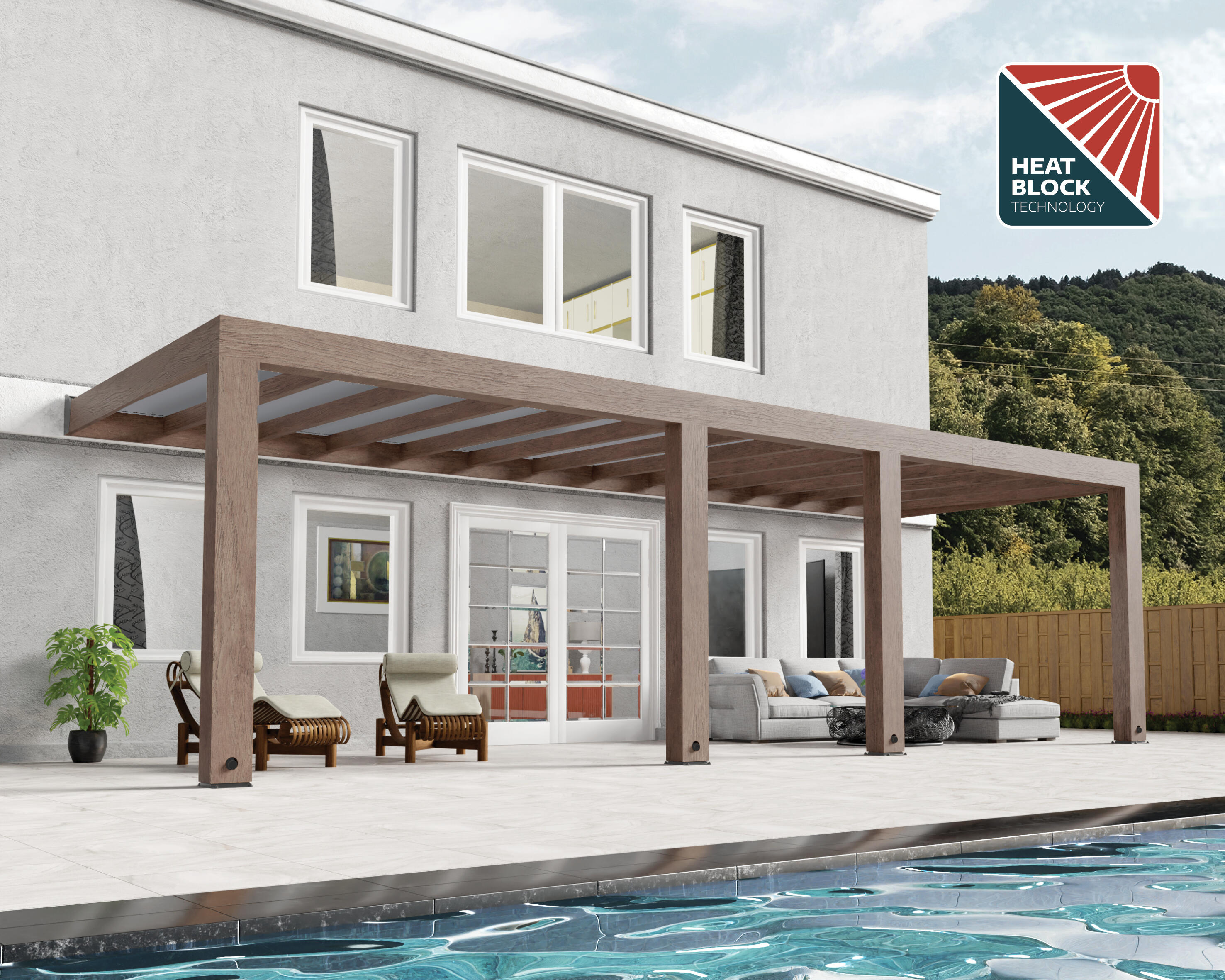 pergola de madera adosada con cubierta canopia by palram de 860 x 300 cm gris