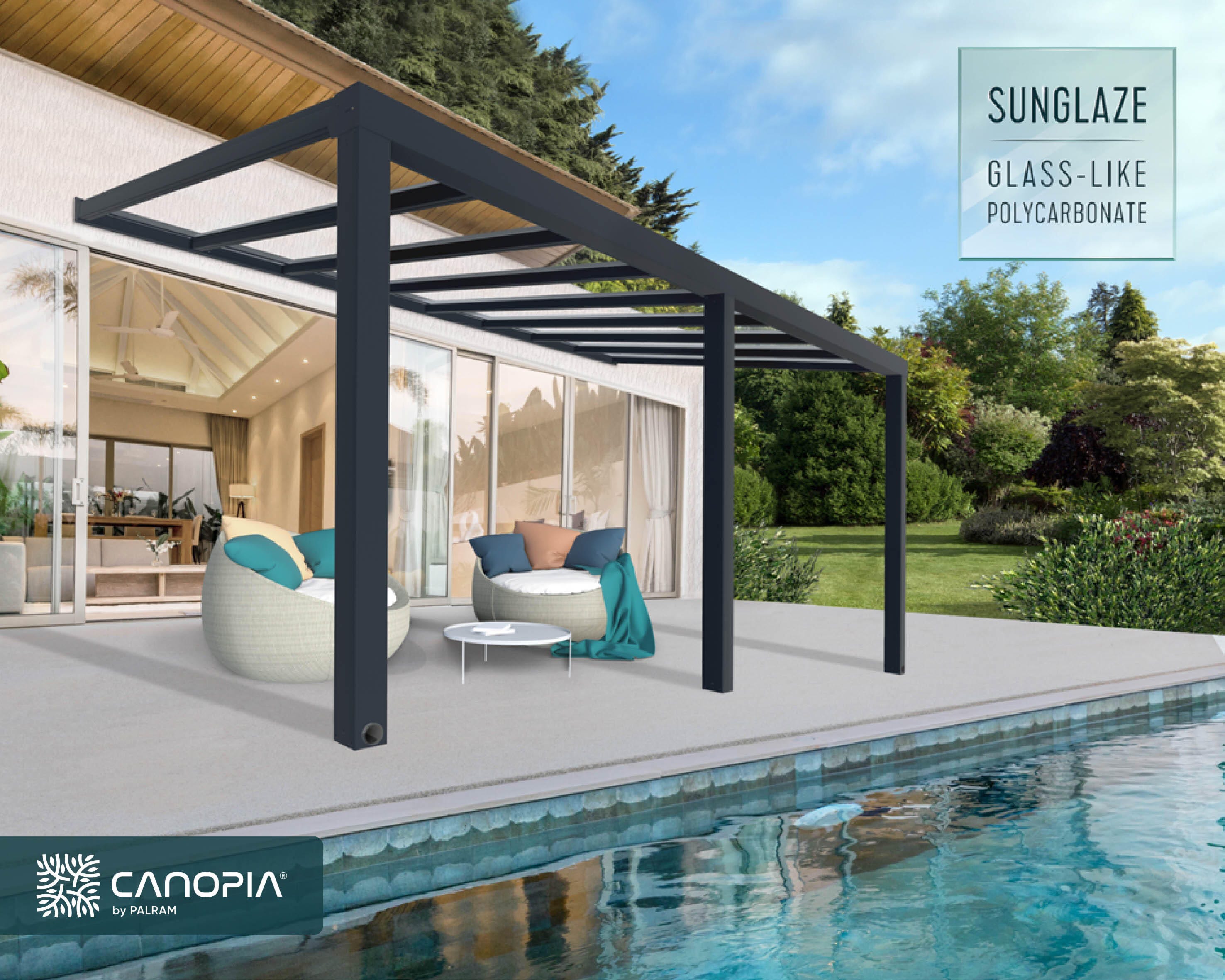 Pérgola bioclimática de aluminio CANOPIA BY PALRAM gris 341 cm | Leroy ...
