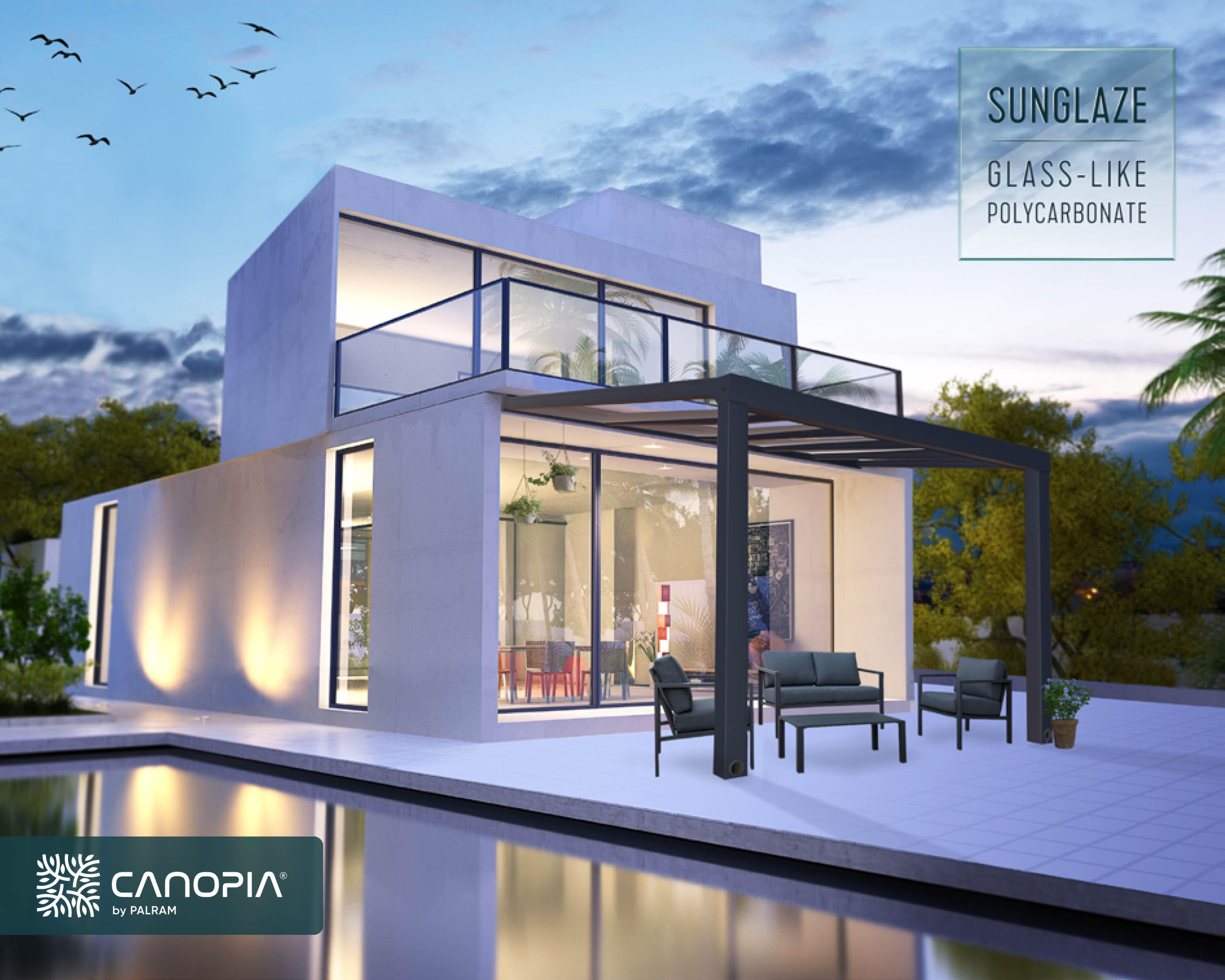 pergola de aluminio adosada con cubierta canopia by palram de 370 x 341 cm gris