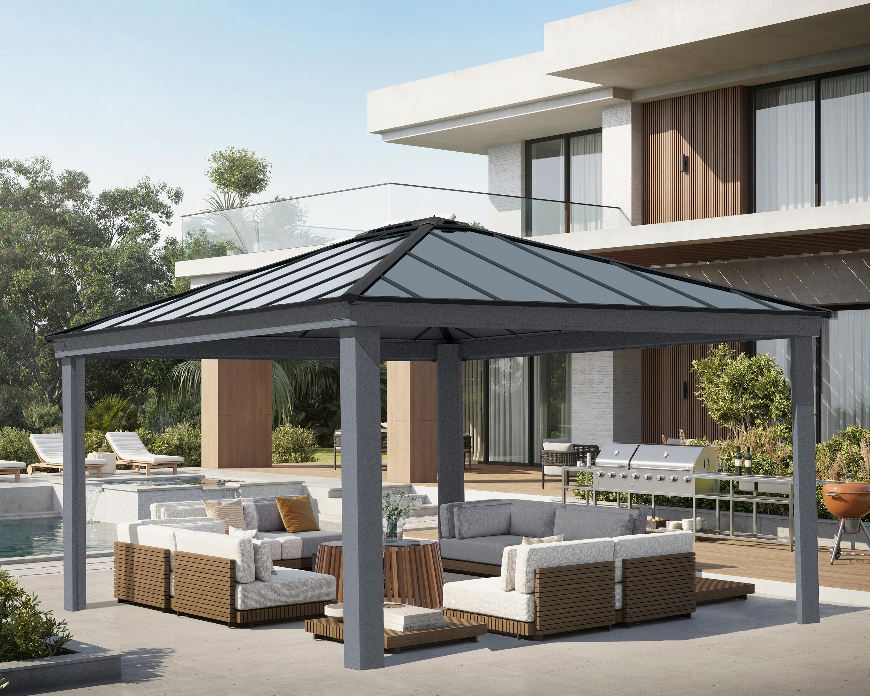 cenador de aluminio canopia by palram de 483 x 422 cm gris