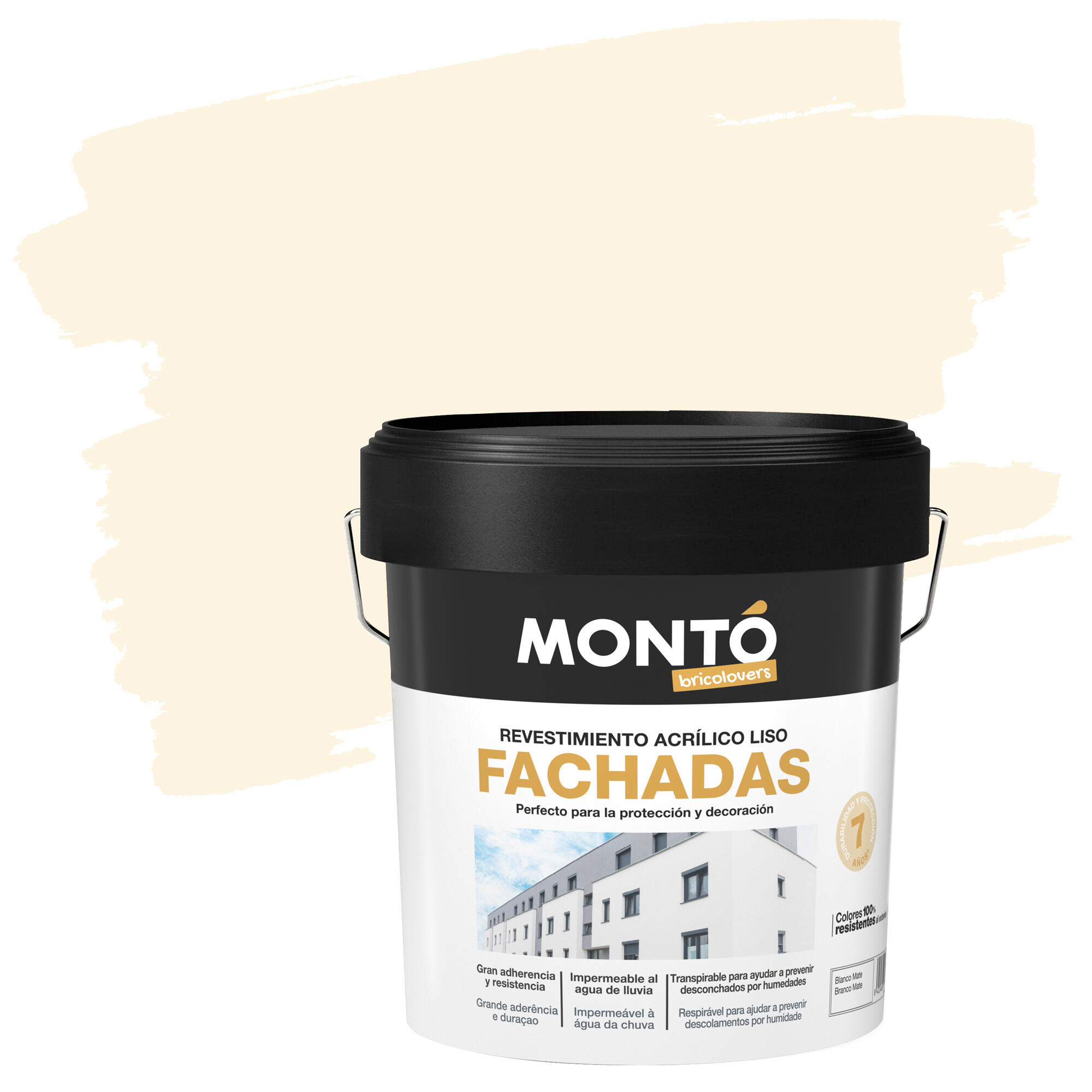 Pintura exterior color hueso para cemento, fachada montó mate 4l base agua