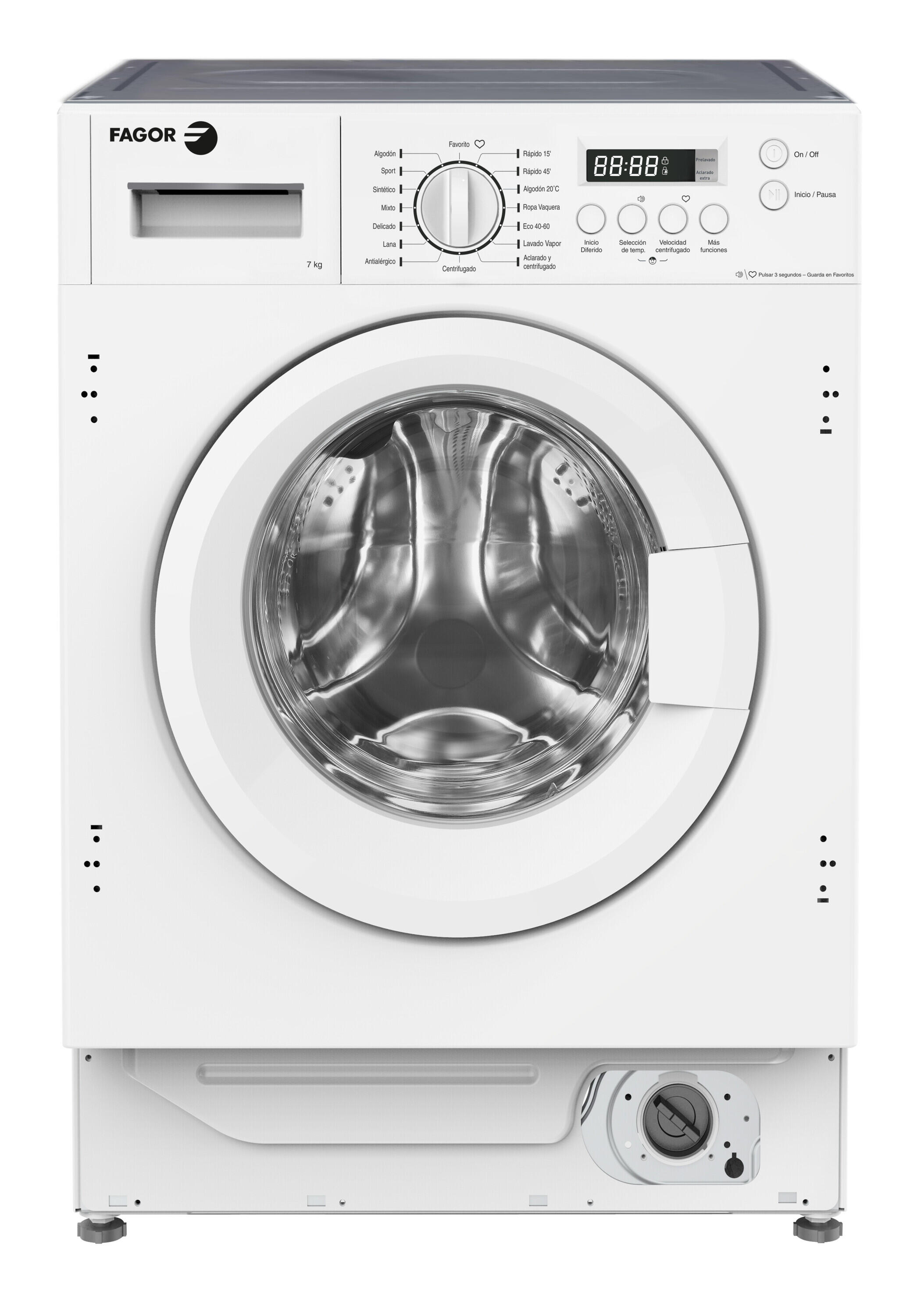 lavadora integrable fagor 3fe-7514it carga frontal 7 kg 1350 rpm 16 programas clase a blanco
