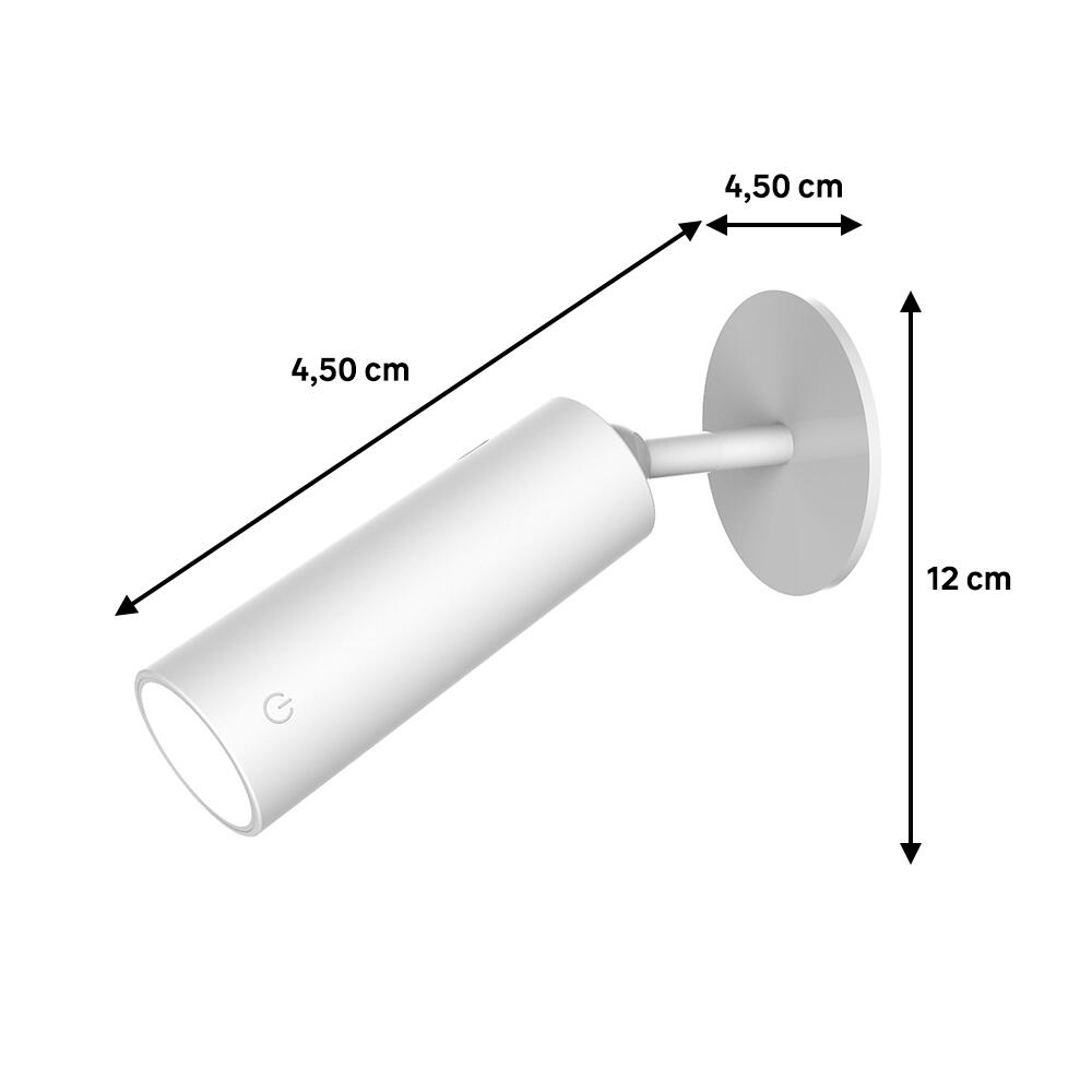 Aplique de pared LED recargable sin cables con interruptor Roll 4 NEW GARDEN blanco carga con batería luz cálida 3000K intensidad regulable IP20 300 lm - 10