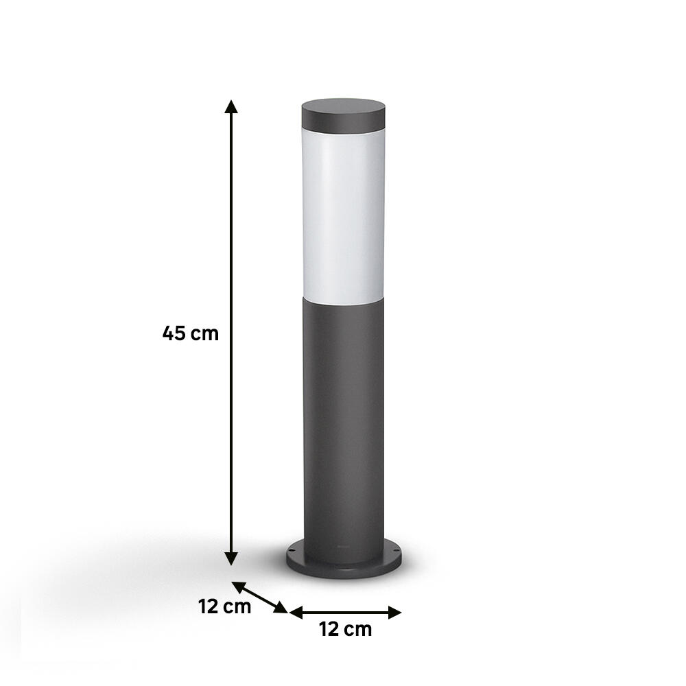 Baliza de jardín exterior E27 Utrecht Philips 45 cm antracita resistencia IP44 - 3
