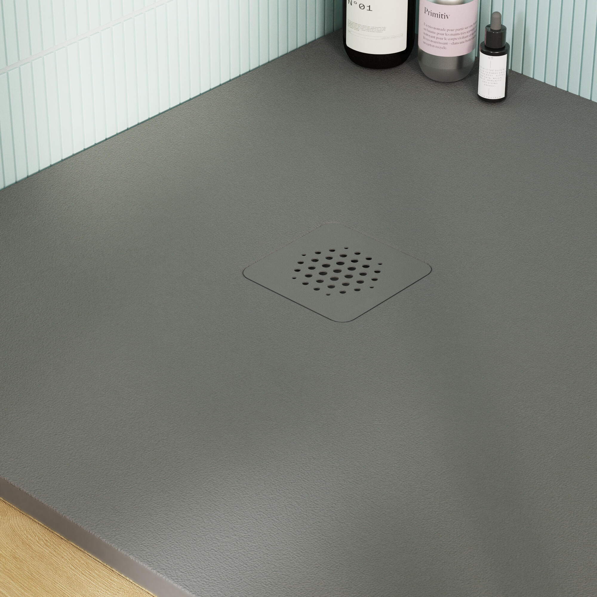 Piatto doccia SENSEA in composito minerale di resina gelificata Remix V3 grigio L 70 x L 120 x H 2.7 cm opaco - 8