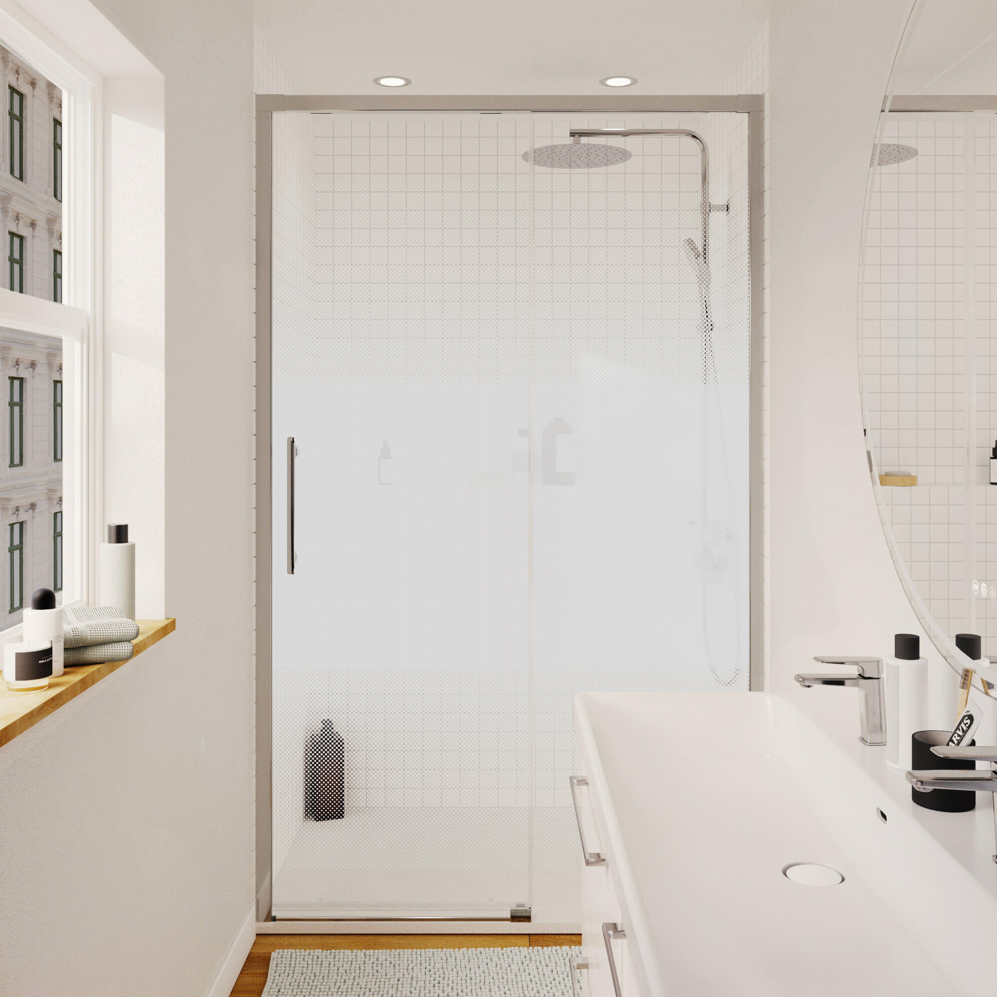 Porte de douche coulissante 2 panneaux vitrage transparent, chromé l.120cm Remix - 8