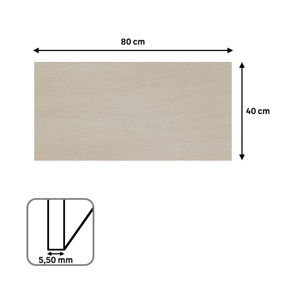 Revestimiento de pared decorativo efecto piedra vinílico SPC Aquiles beige de 80x40cm - 12