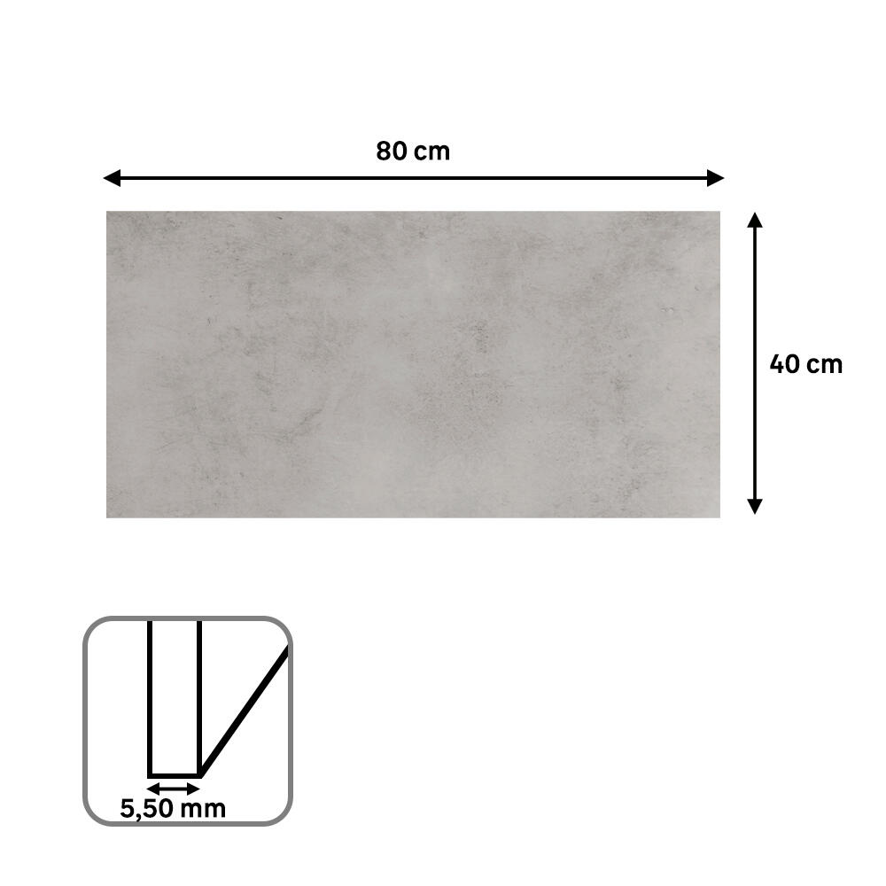 Revestimiento de pared decorativo efecto cemento vinílico SPC Luxor light color gris de 80x40 cm - 5