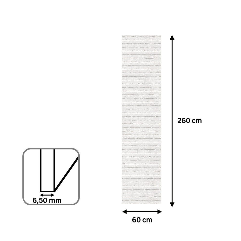 Revestimiento de pared decorativo efecto ladrillo acústico PET Acoustic Wall blanco de 260x60cm - 5