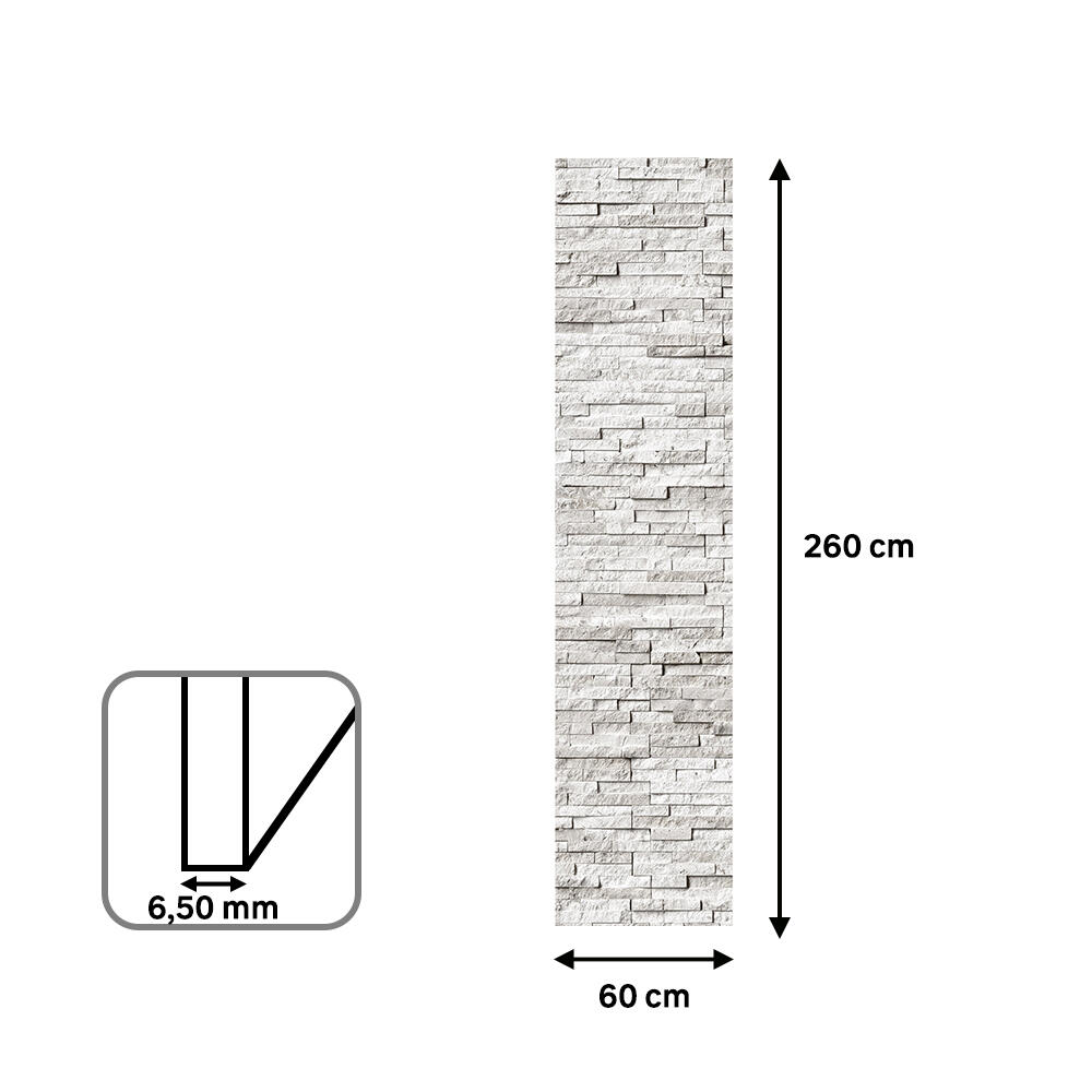 Revestimiento de pared decorativo efecto piedra acústico PET Acoustic Wall blanco de 260x60cm - 5