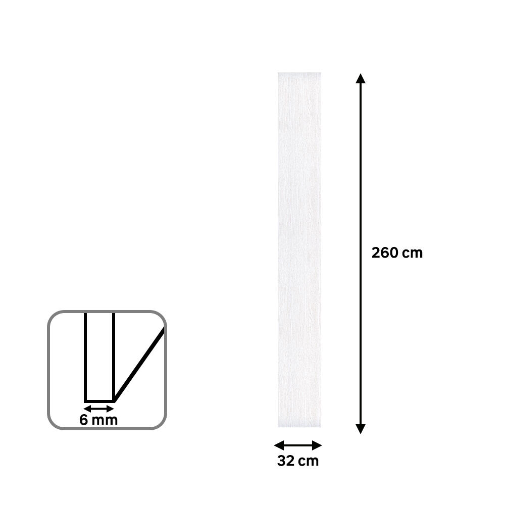 Revestimiento de pared decorativo efecto MADERA MDF Impresión Digital fresno blanco de 260x32cm - 4