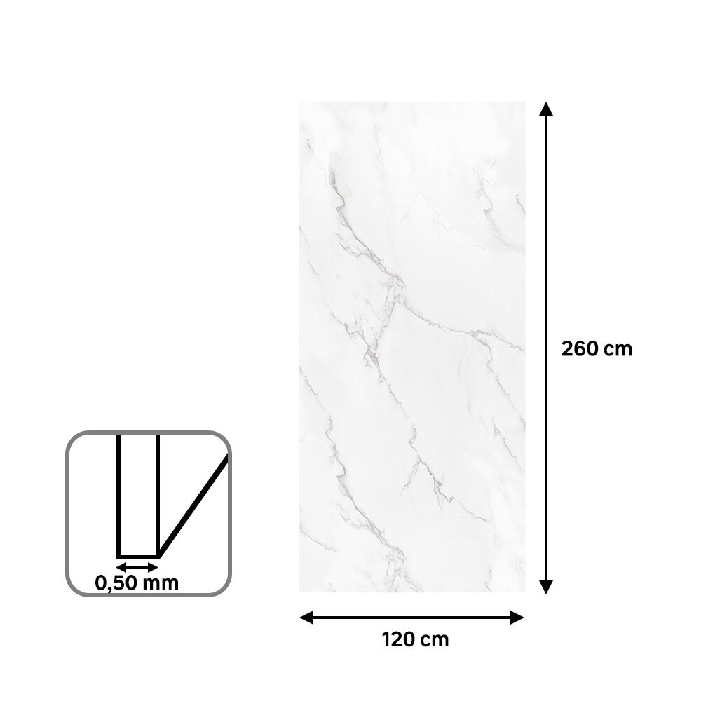 Revestimiento de pared decorativo efecto mármol de PVC serie Dumawall XXL blanco de 260x120cm - 4