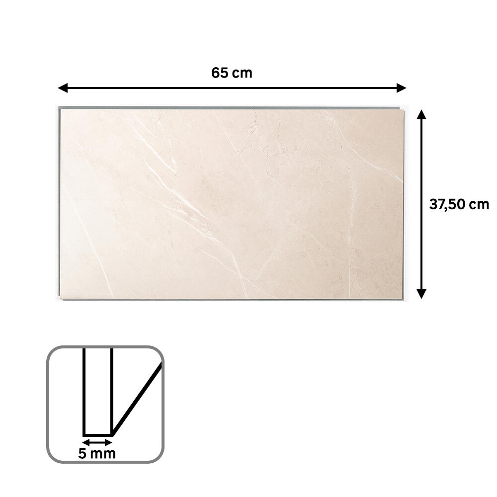 Revestimiento de pared decorativo efecto mármol de PVC Gloss Faro beige 65x37.5cm - 5