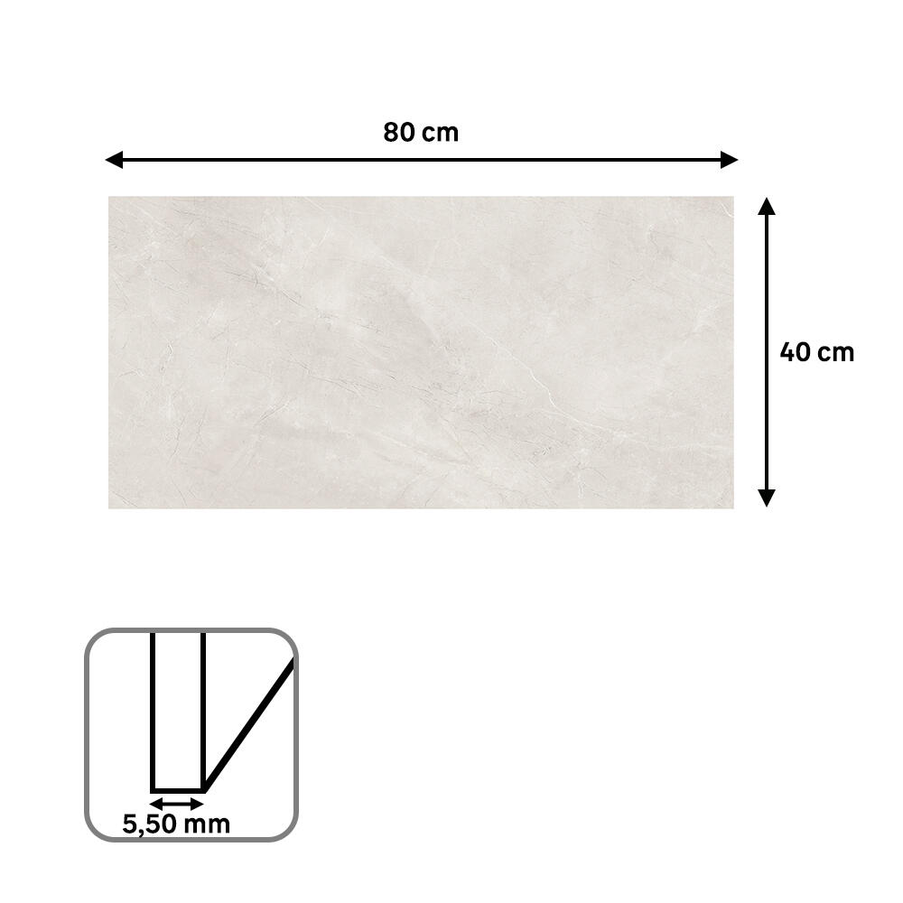 Revestimiento de pared decorativo efecto mármol vinílico SPC Selene White color beige de 80x40 cm - 6