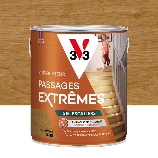 Vitrificateur gel escalier Passages extrêmes V33, chêne moyen satiné 2.5L