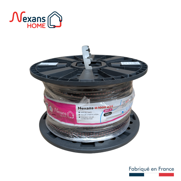 Câble électrique 3 G 1.5 mm² u1000r2v L.150 m, noir, Touret MOBIWAY - 5
