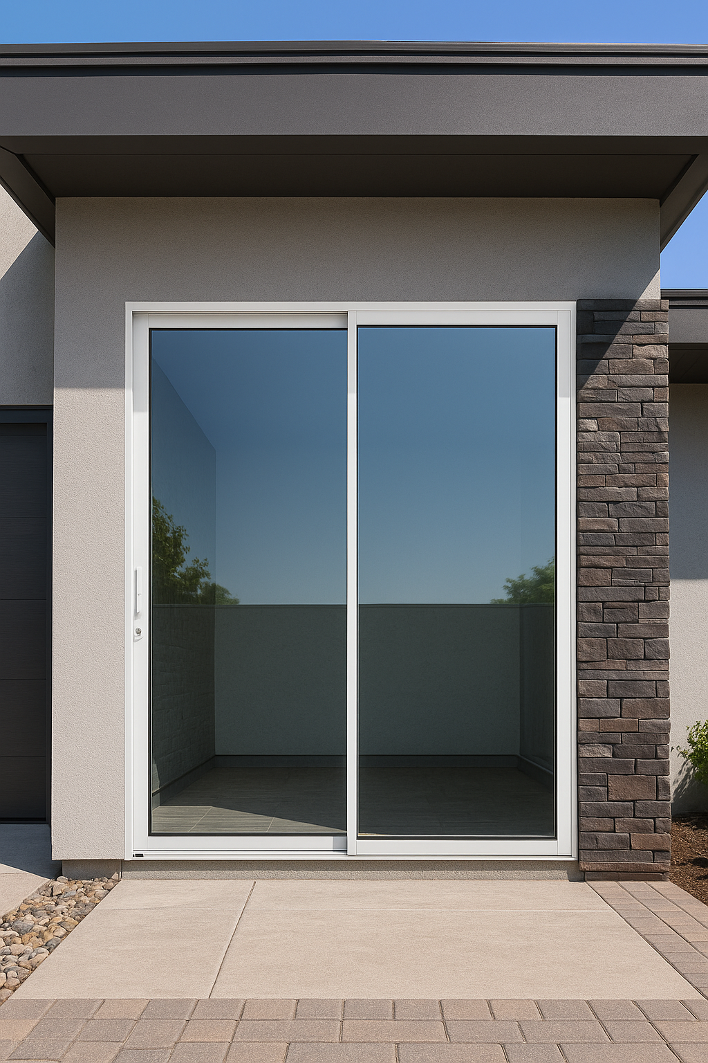 Baie coulissante aluminium H 215 x L 210 cm à rupture de pont thermique 3 points blanche - 5