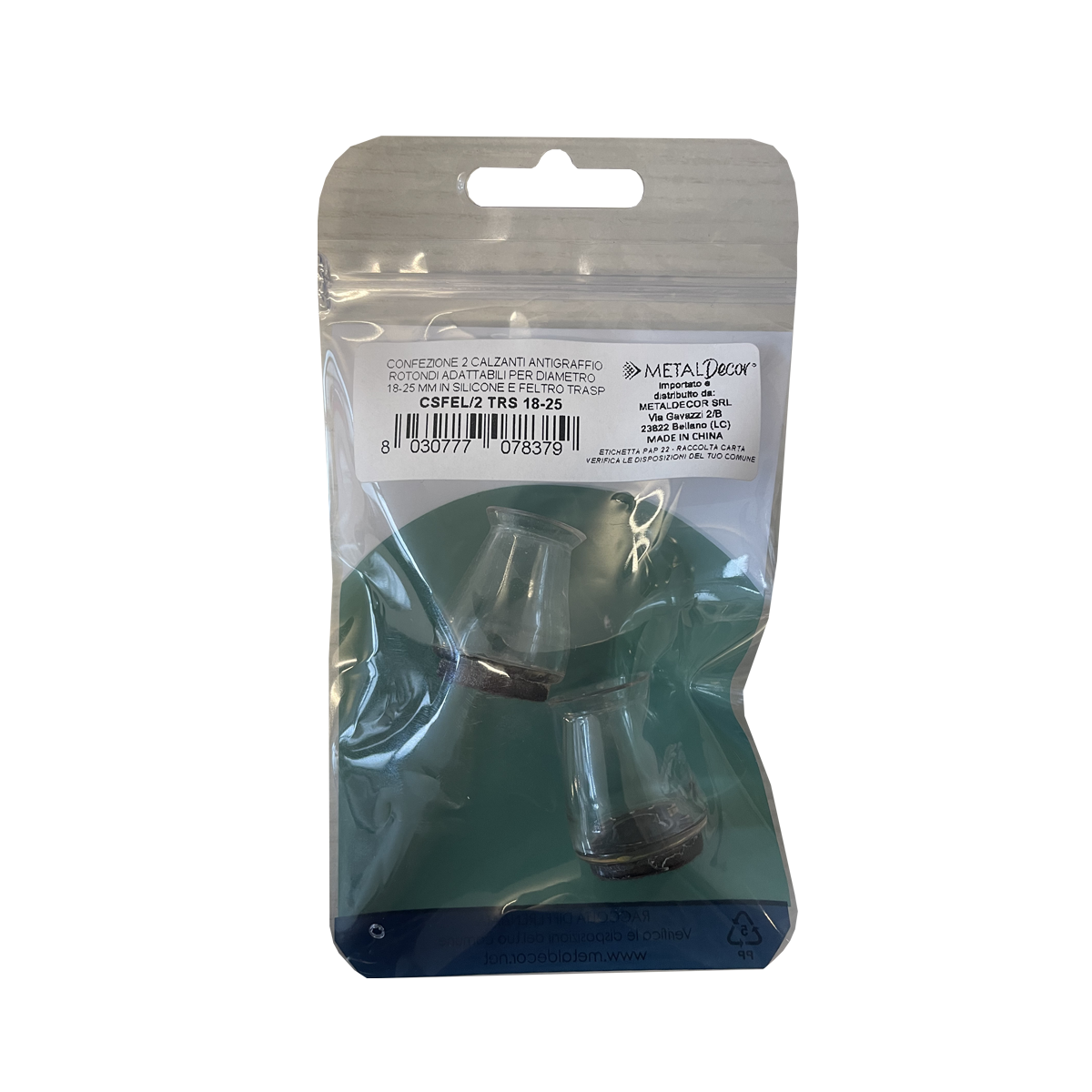 Sottopiede per mobile tondo CSFEL/2 TRS 18-25 in silicone Trasparente Ø 18 x H 29 mm, 2 pezzi - 5