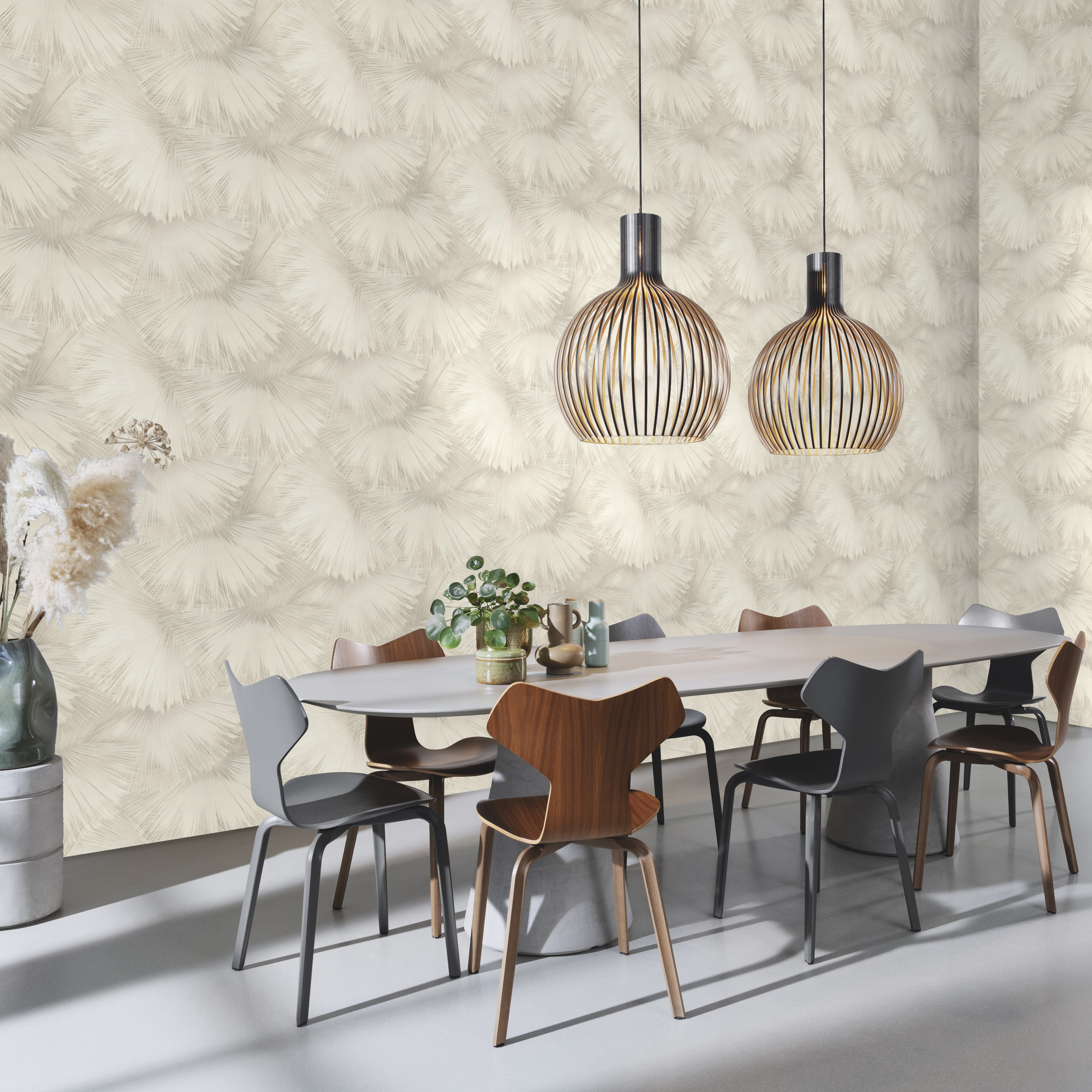 Tapeta Incanto Pióra Wachlarze beżowa winylowa na flizelinie - 4