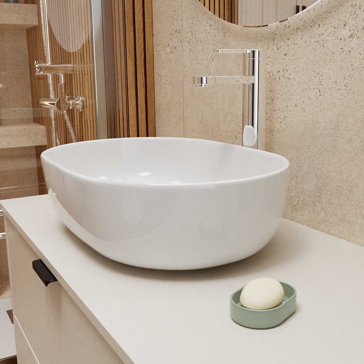 Umywalka ceramiczna nablatowa Moduo 50 Cersanit - 5