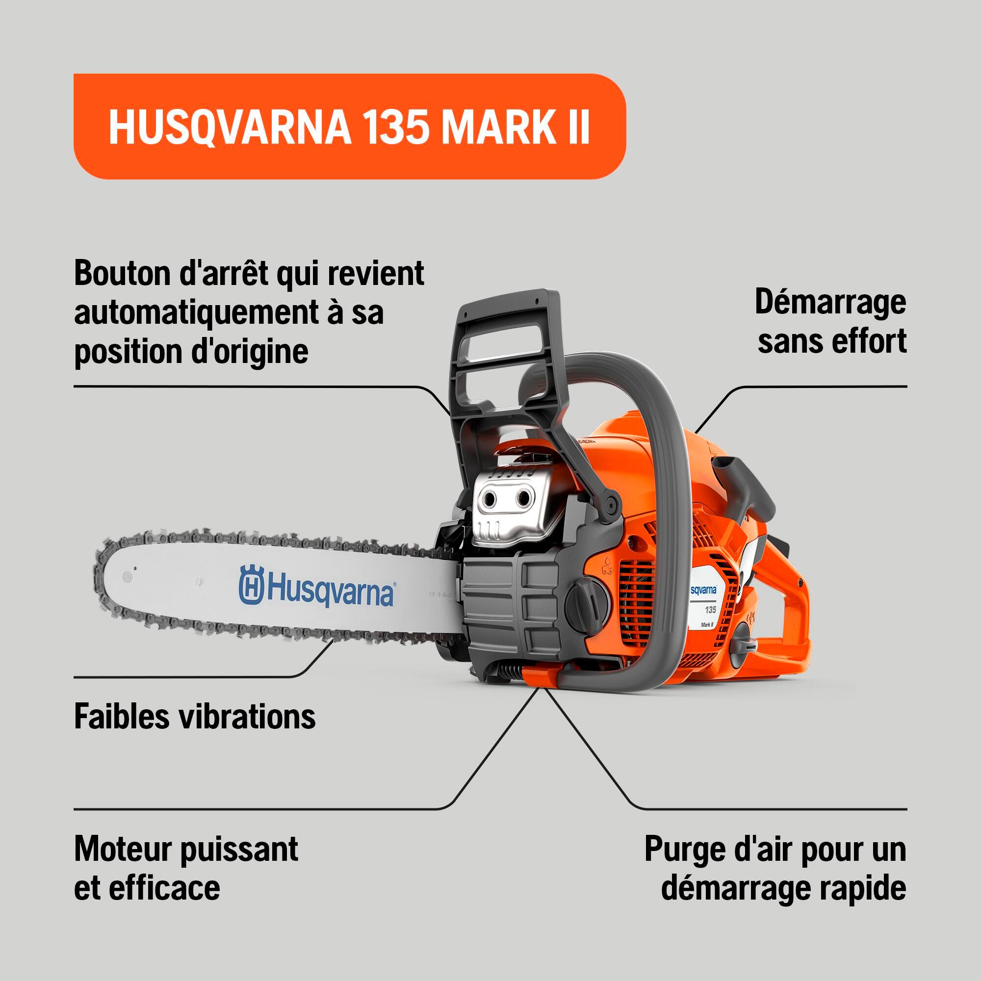 Tronçonneuse à essence HUSQVARNA 135MARK2 40cm 38CC - 11