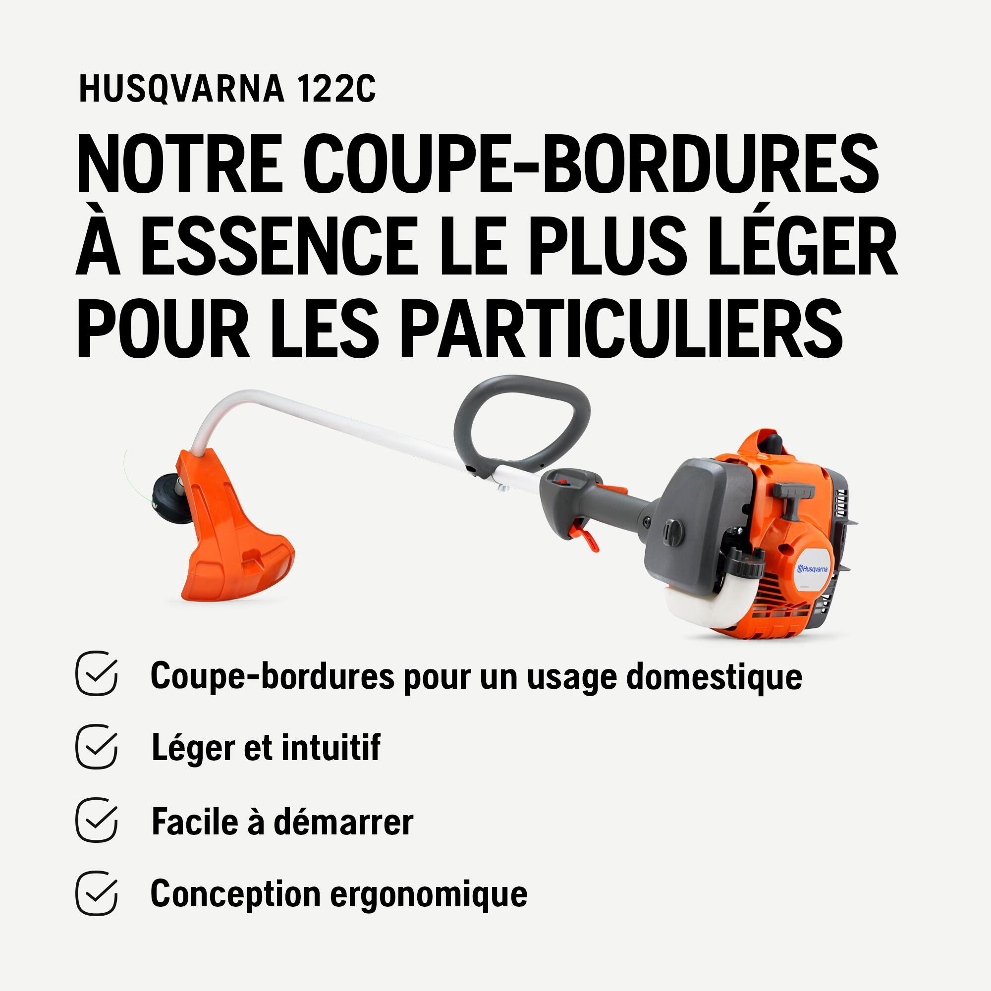 Coupe-bordures thermique HUSQVARNA 122C, l.43 cm, 21.7 cm³ - 9
