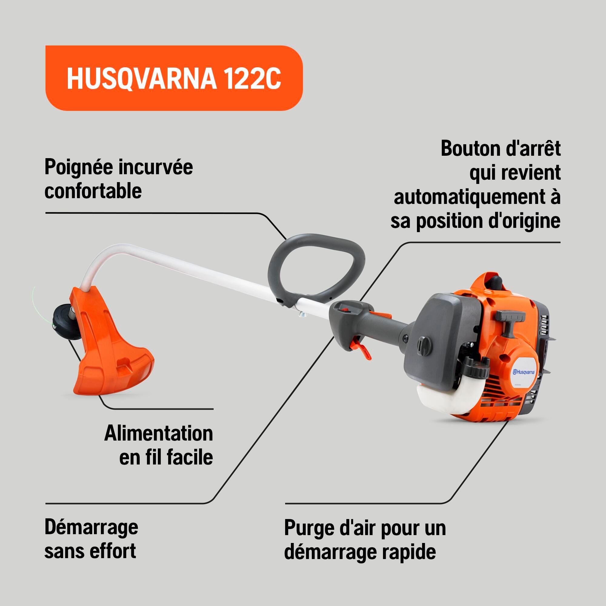 Coupe-bordures thermique HUSQVARNA 122C, l.43 cm, 21.7 cm³ - 7