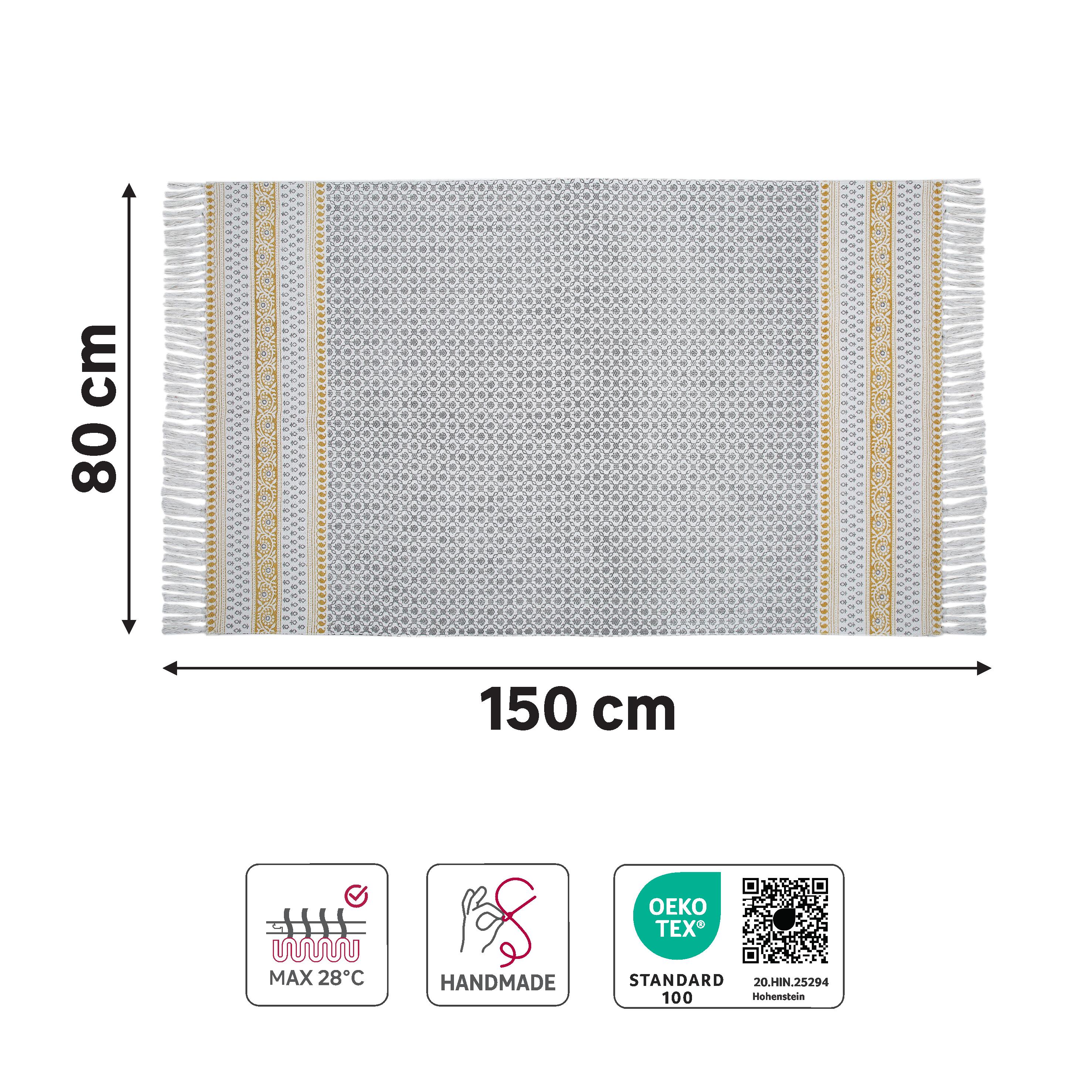 Tapete de algodão Cotonis Jane 80x150cm Inspire branco e cinza - 4