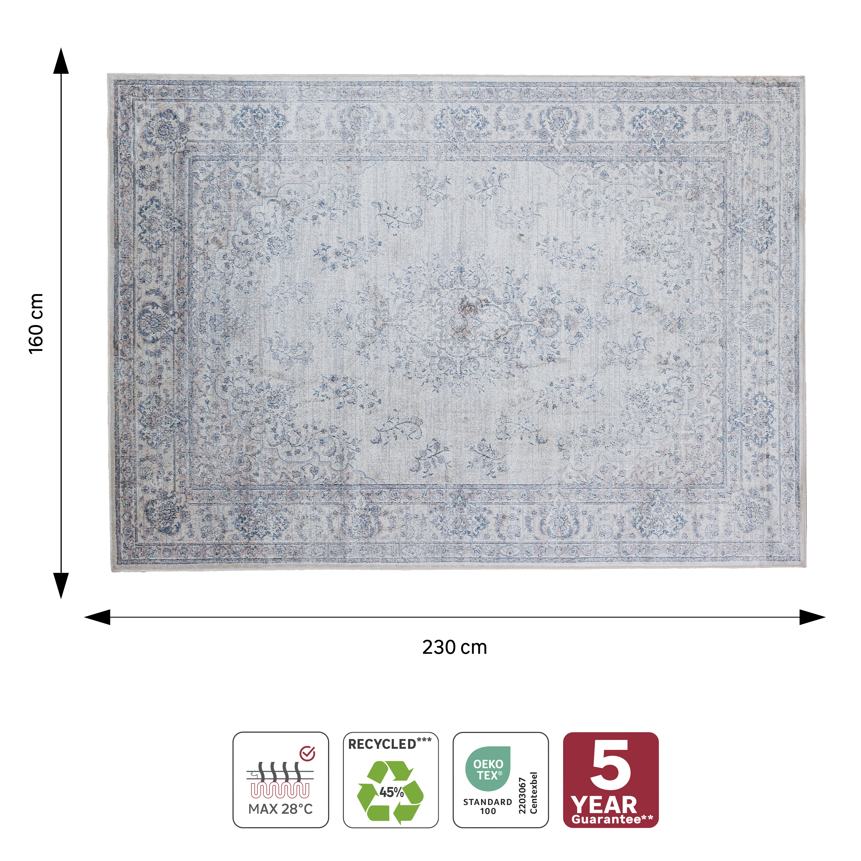 Tapete Elista 160X230cm azul Inspire - 6