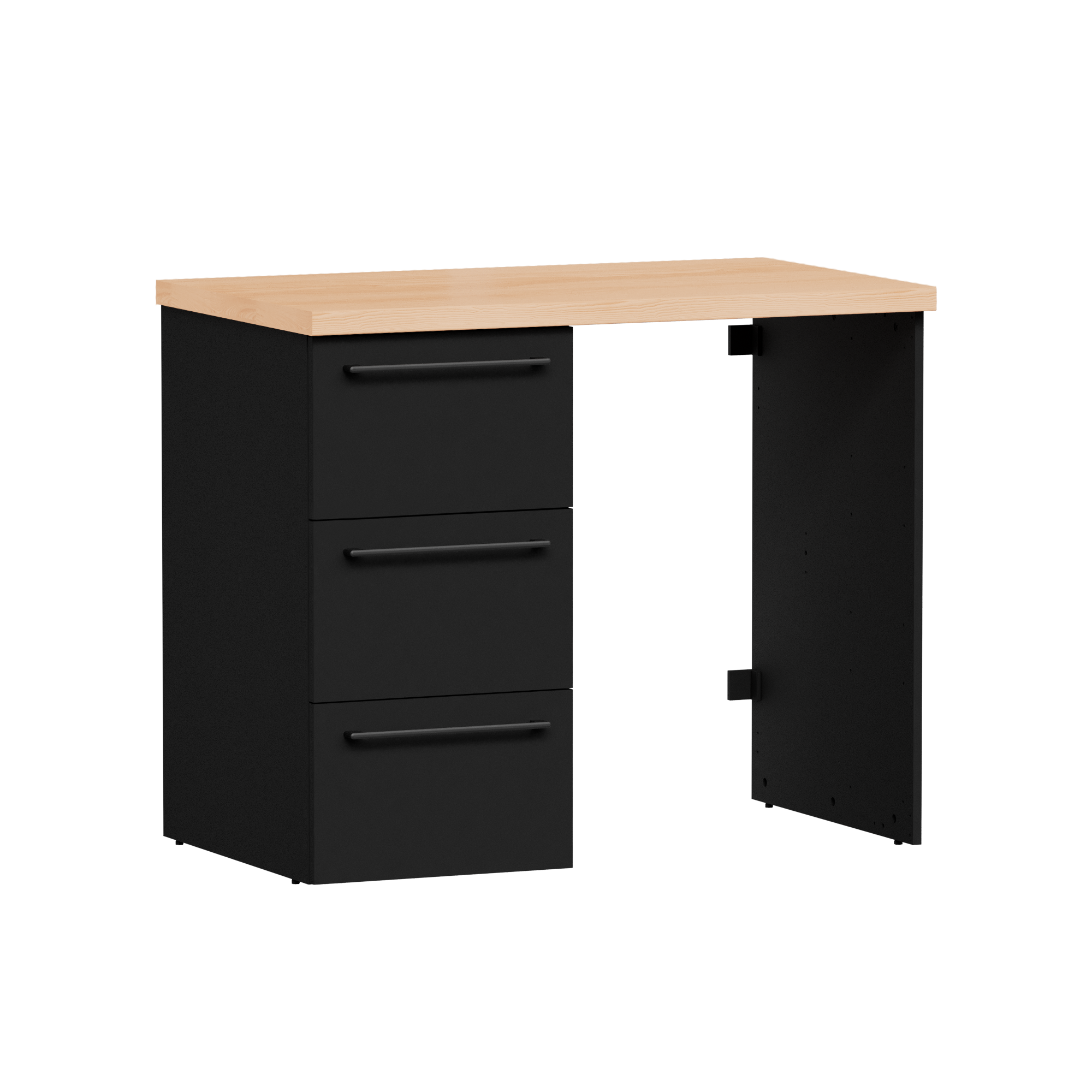 Szafka do zabudowy pralki 109 cm z blatem trzy szuflady 45 cm Remix czarny mat Sensea