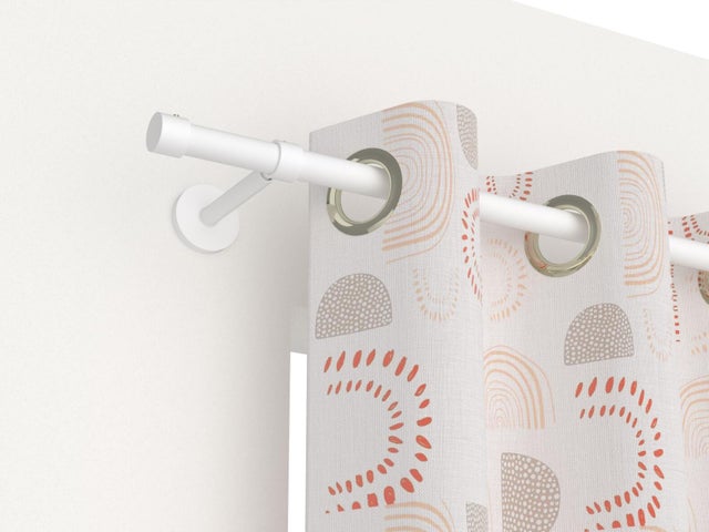 Kit Tringle à Rideaux Blanche Acier Inoxydable 25mm - Réglable 66-300 Cm Avec Supports Métal Et Embouts Blanc/Doré