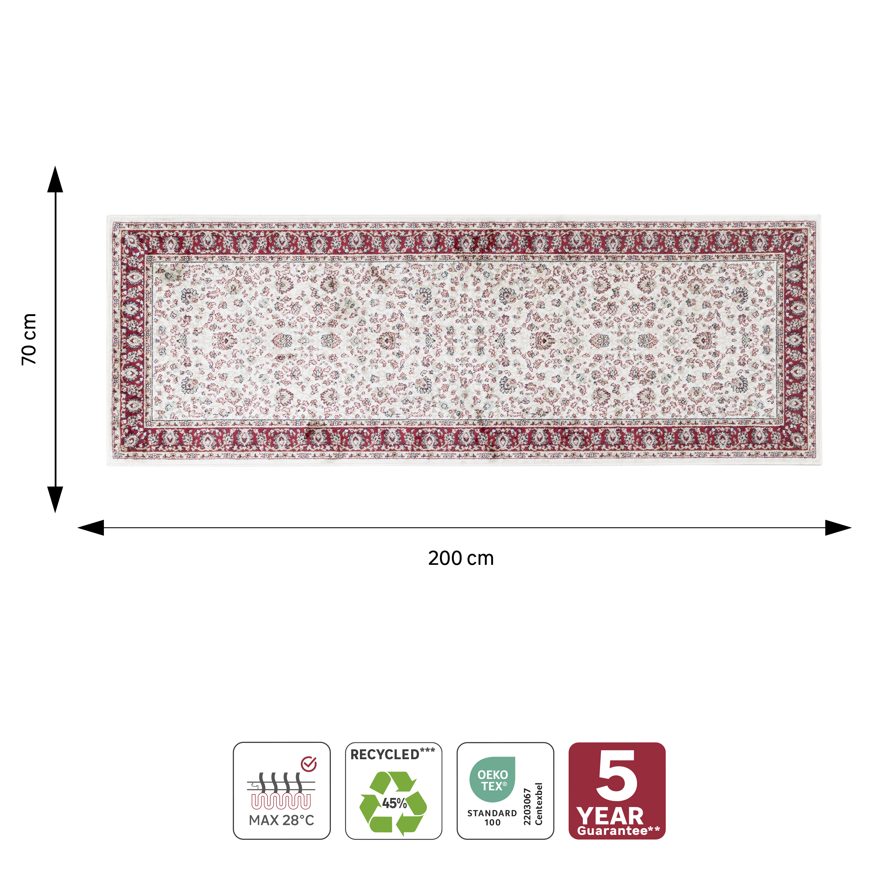 Alfombra pasillera  viscosa pelo corto INSPIRE Jasmin  beige verone  70x200cm - 3