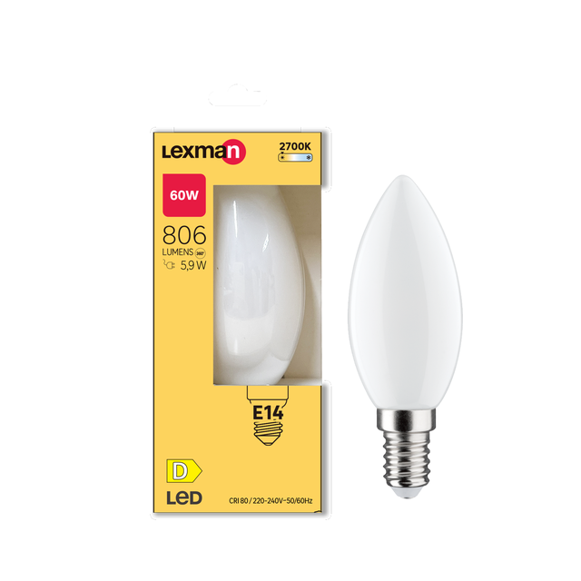 Żarówka LED E14 ciepła biała biel 2700K 806 lm 5.9W LEXMAN