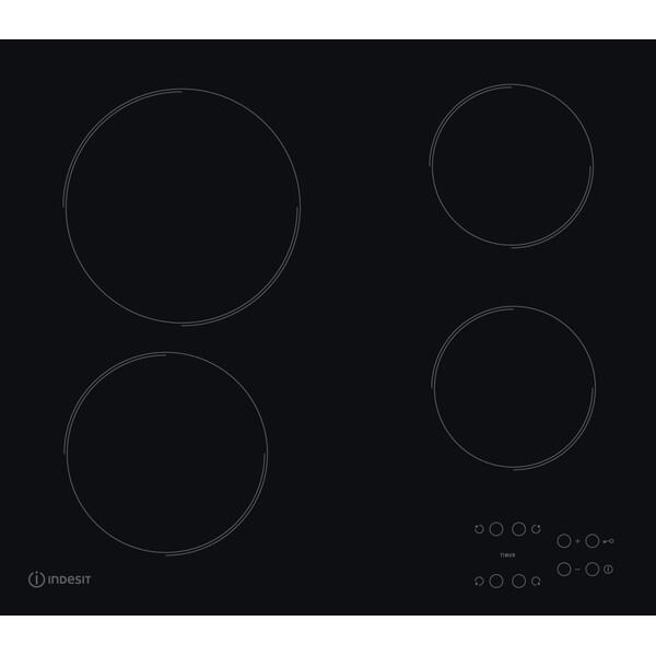 Placa vitrocerâmica 4 zonas de calor 6200 W 58 x 51 cm preto Indesit AAR 160 C