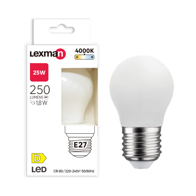Żarówka LED E27 1,8 W 250 lm Neutralna biel Lexman