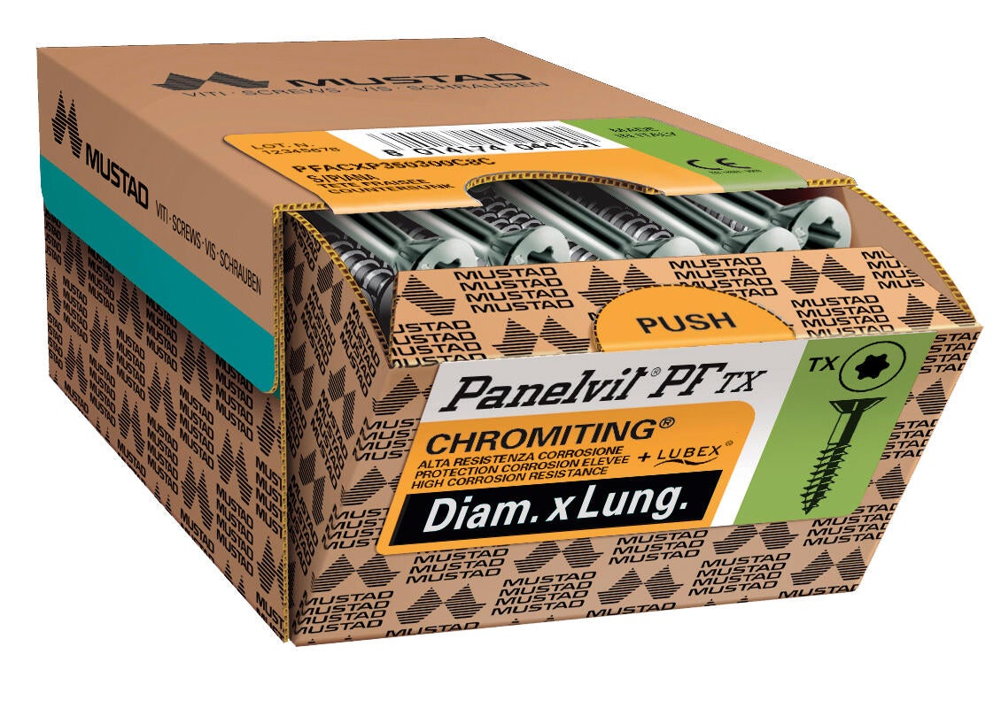 Vite MUSTAD Panelvit® PF TX testa svasata T20 in acciaio zincato ø5XL80 mm, vendita al peso - 5